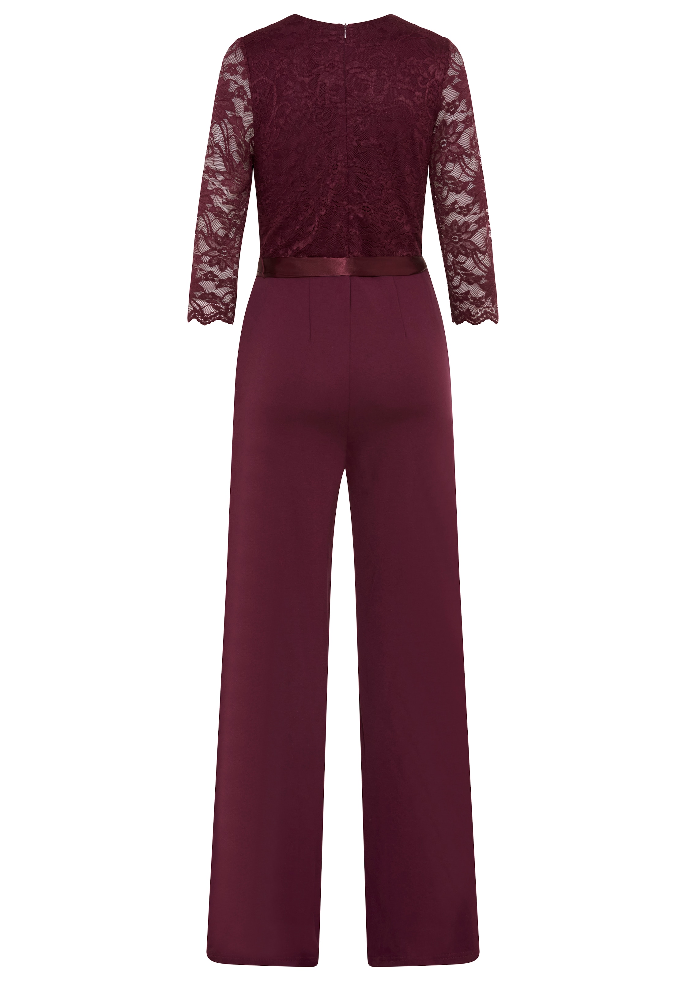 Laura Scott Jumpsuit mit Spitzenoberteil und Satin-Bindegürtel