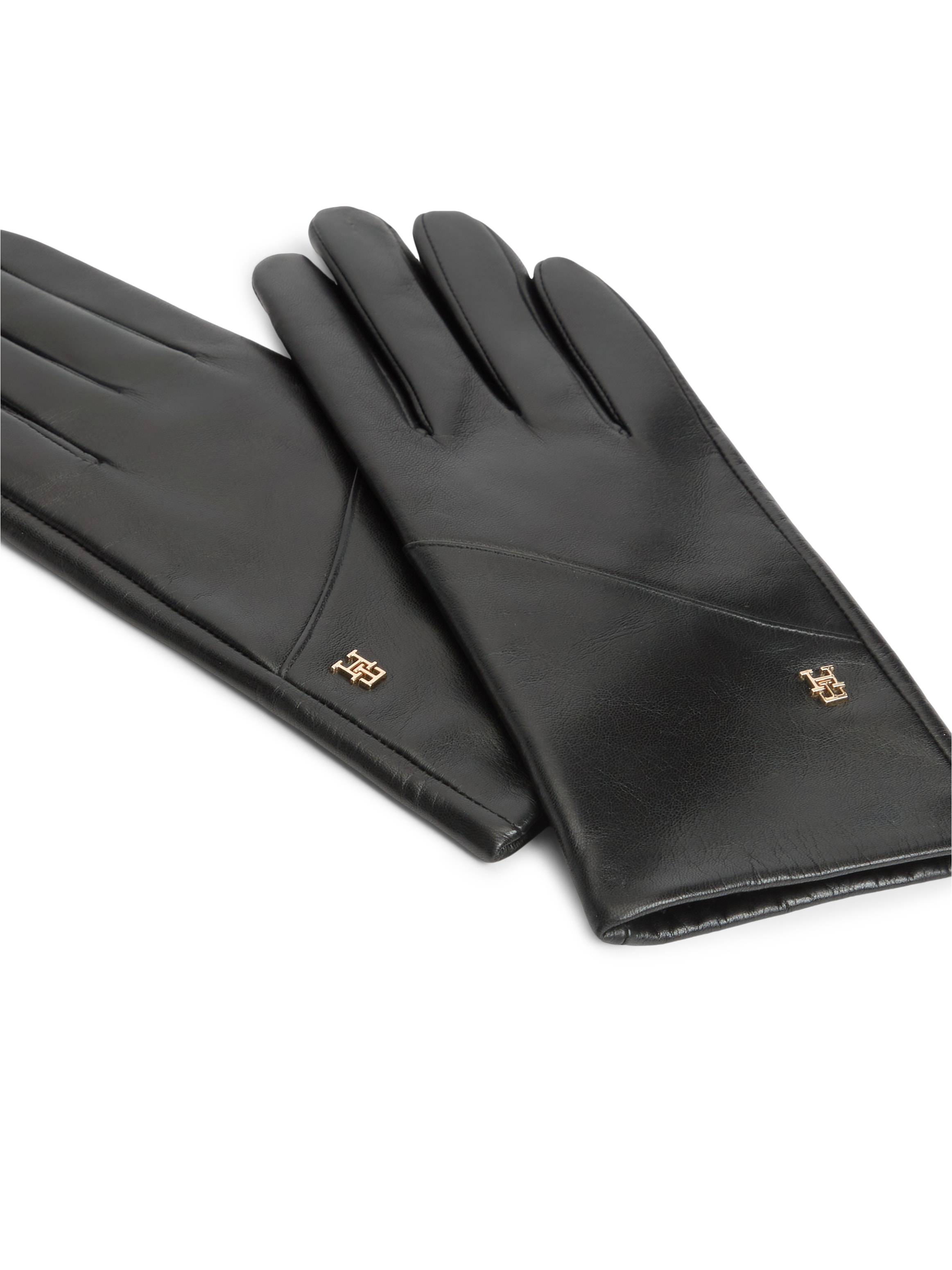 Tommy Hilfiger Gants en cuir »ELEVATED CHIC LEATHER GLOVES« coupe régulière avec logo de la marque