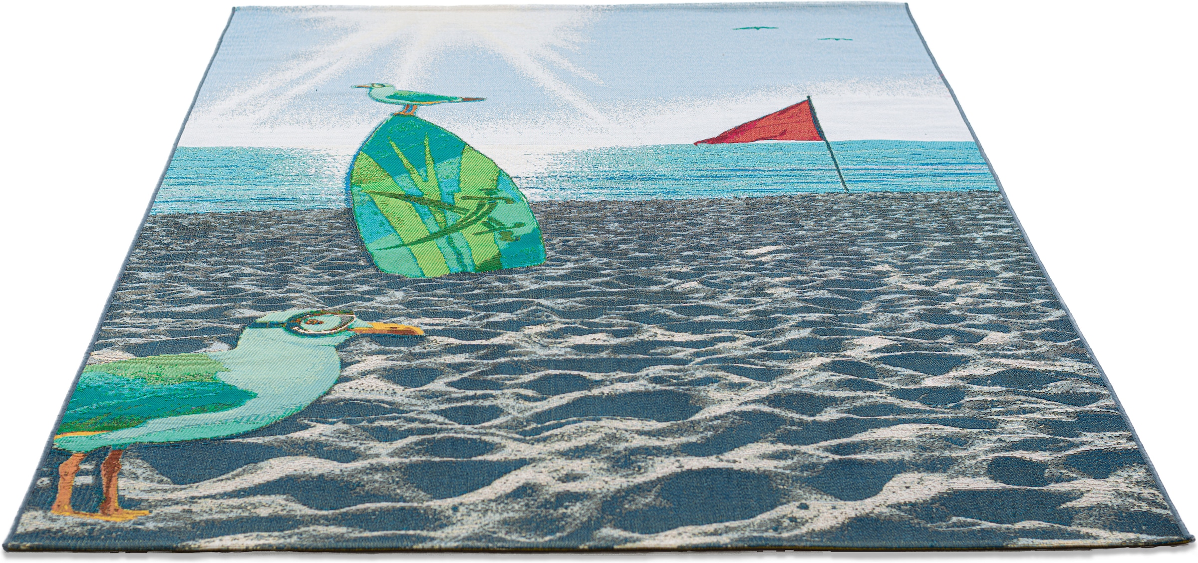 Sansibar Tapis »Rantum Beach SA-021« Rectangulaire 5 mm Höhe tissu plat, design moderne, plage & surf, adapté à l'extérieur
