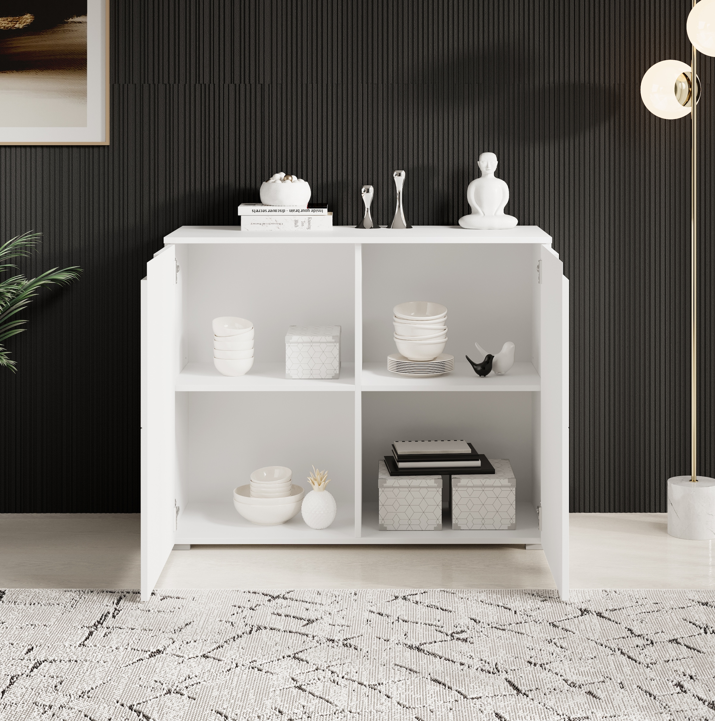 HBZ Kommode »Spice weiss hochglanz, BxHxT 100x80x40 cm« Kommode mit 2 Türen und 2 Einlegeböden