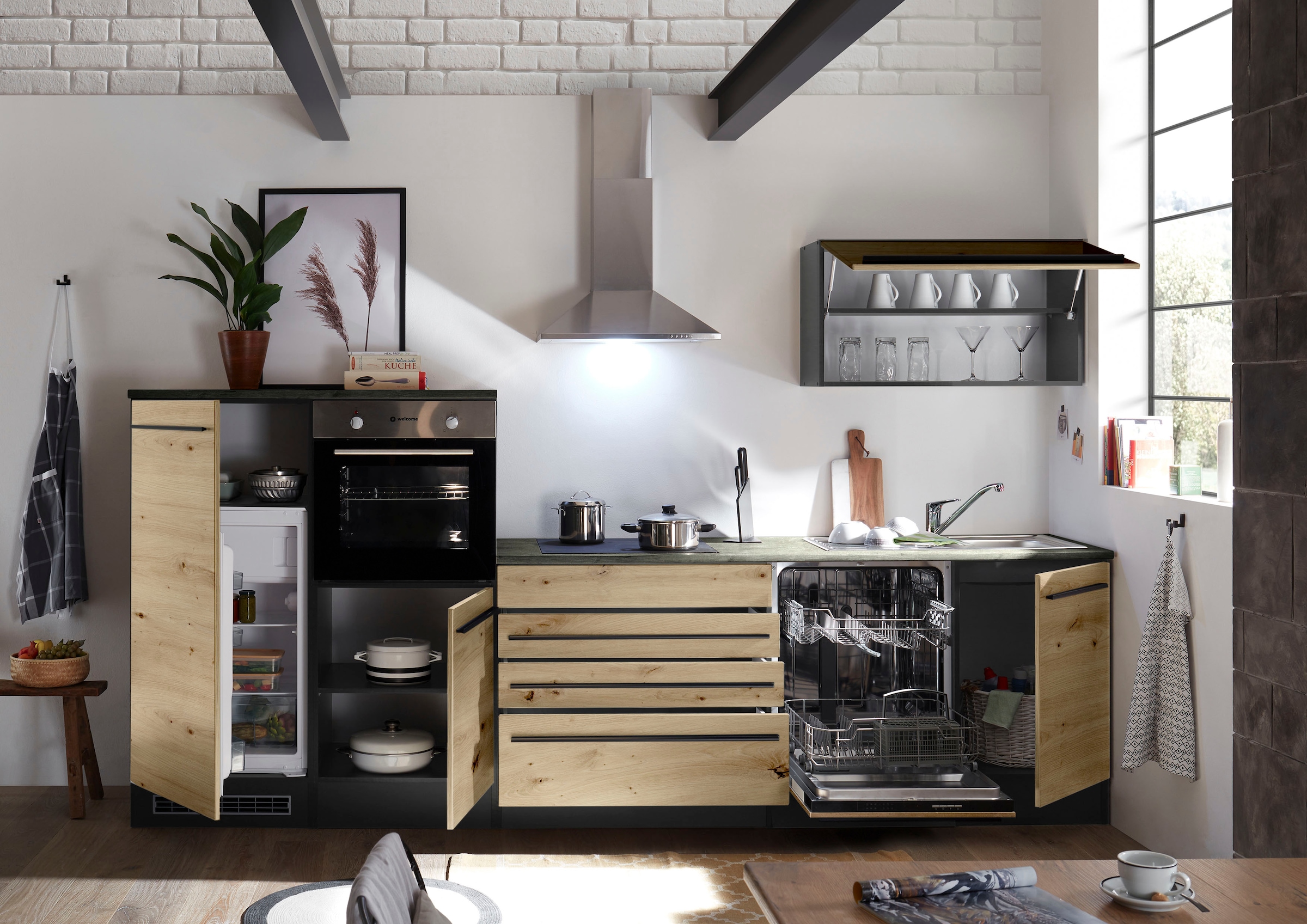 BASIC by Balculina Küchenzeile »Jazz« Breite 320 cm, wahlweise mit E-Geräten