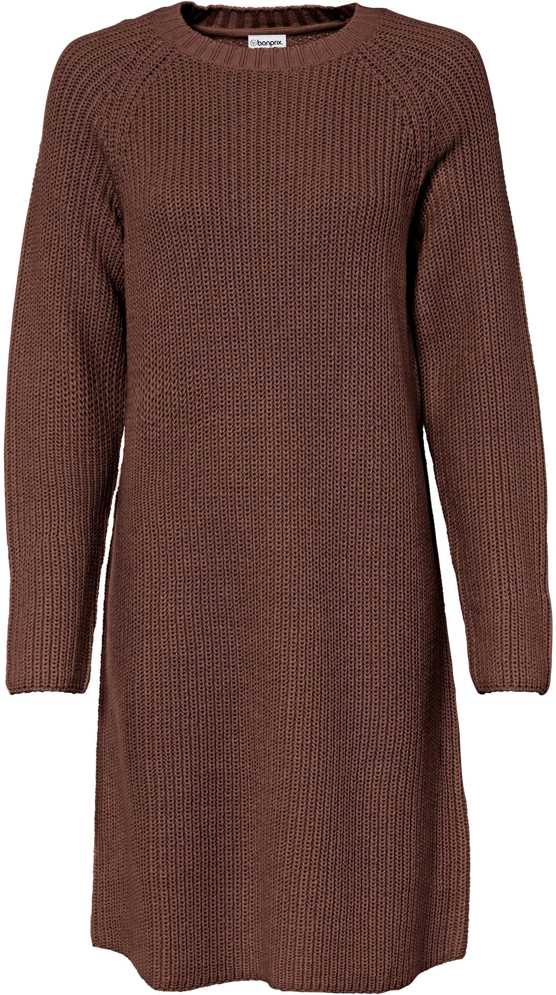 bonprix Robe en tricot aus Polyacryl, lockere Passform, knielang, mit Rundhalsausschnitt