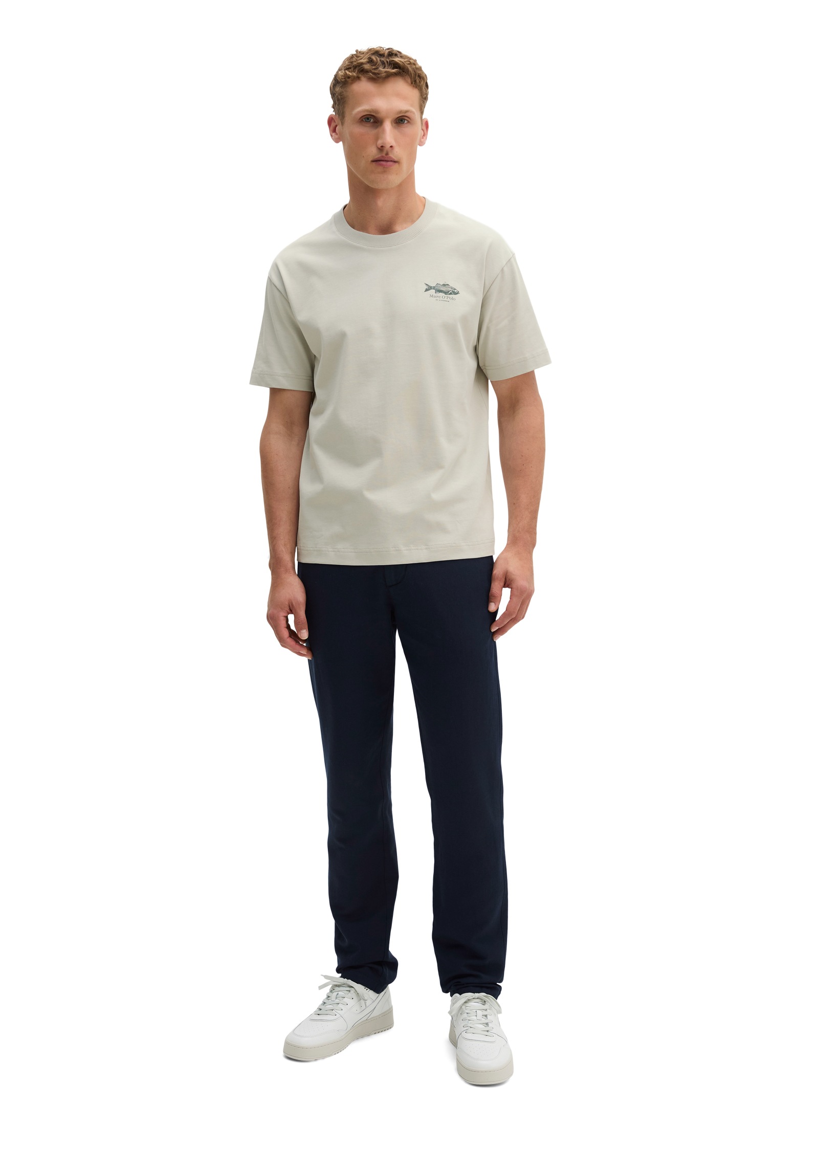 Marc O'Polo T-shirt loose mit Fisch-Rückenprint