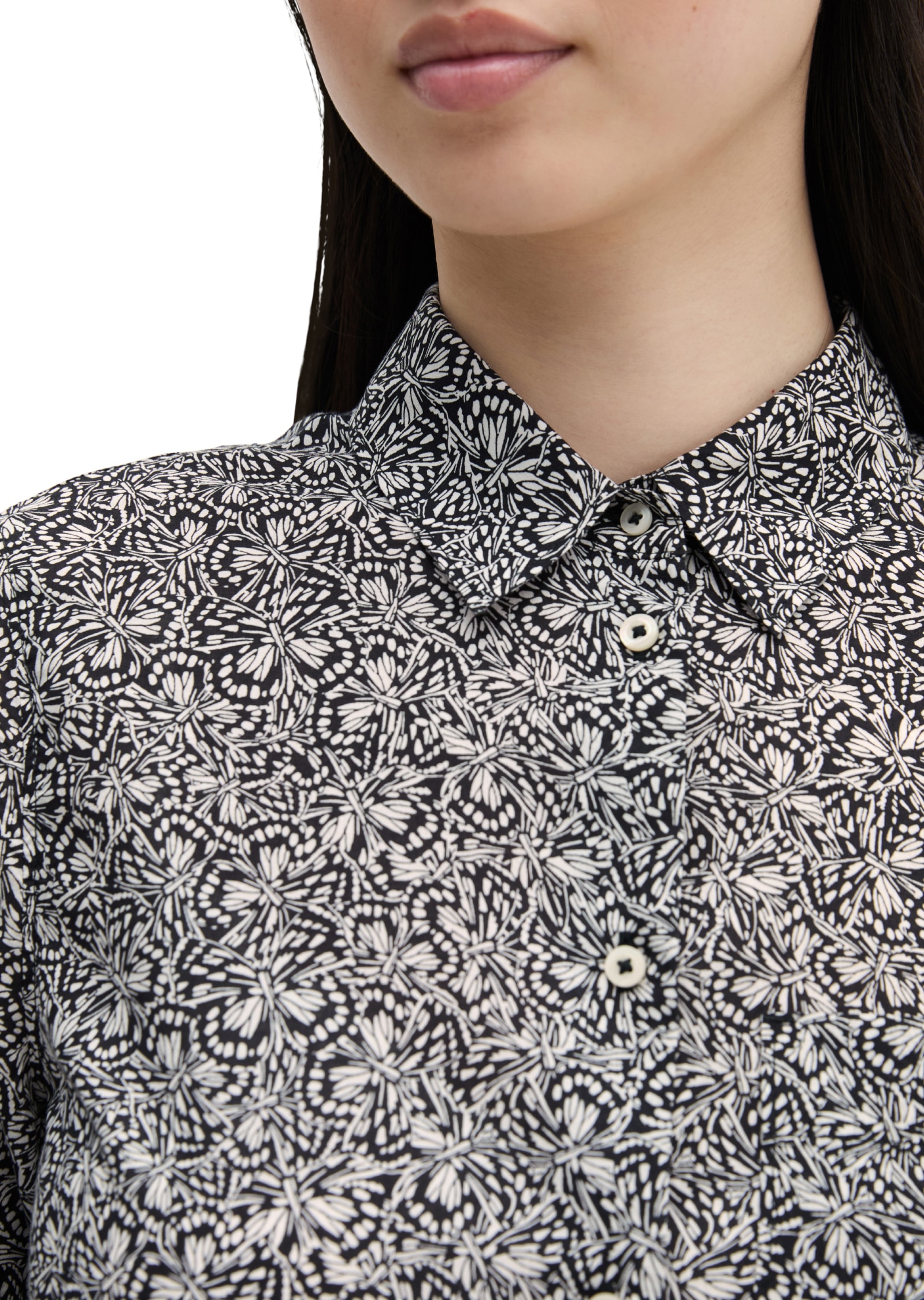 Marc O'Polo Robe chemisier Poches dans les coutures latérales loose aus bedrucktem Baumwoll-Voile