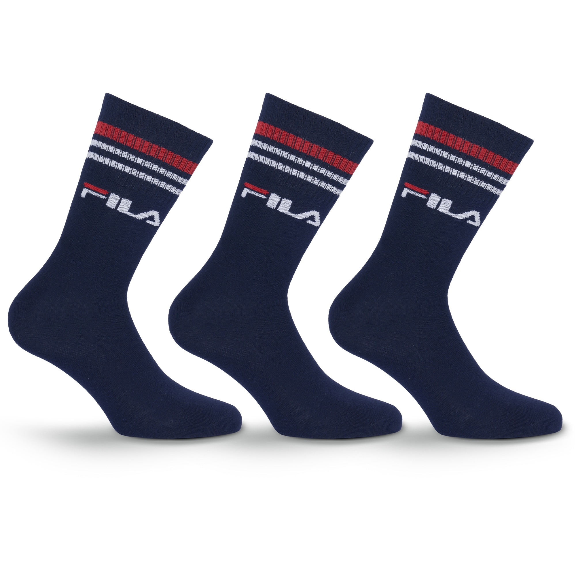 Fila Chaussettes 3 Paar,  breites Rippenbündchen, Logoschriftzug, Cotton-Mix