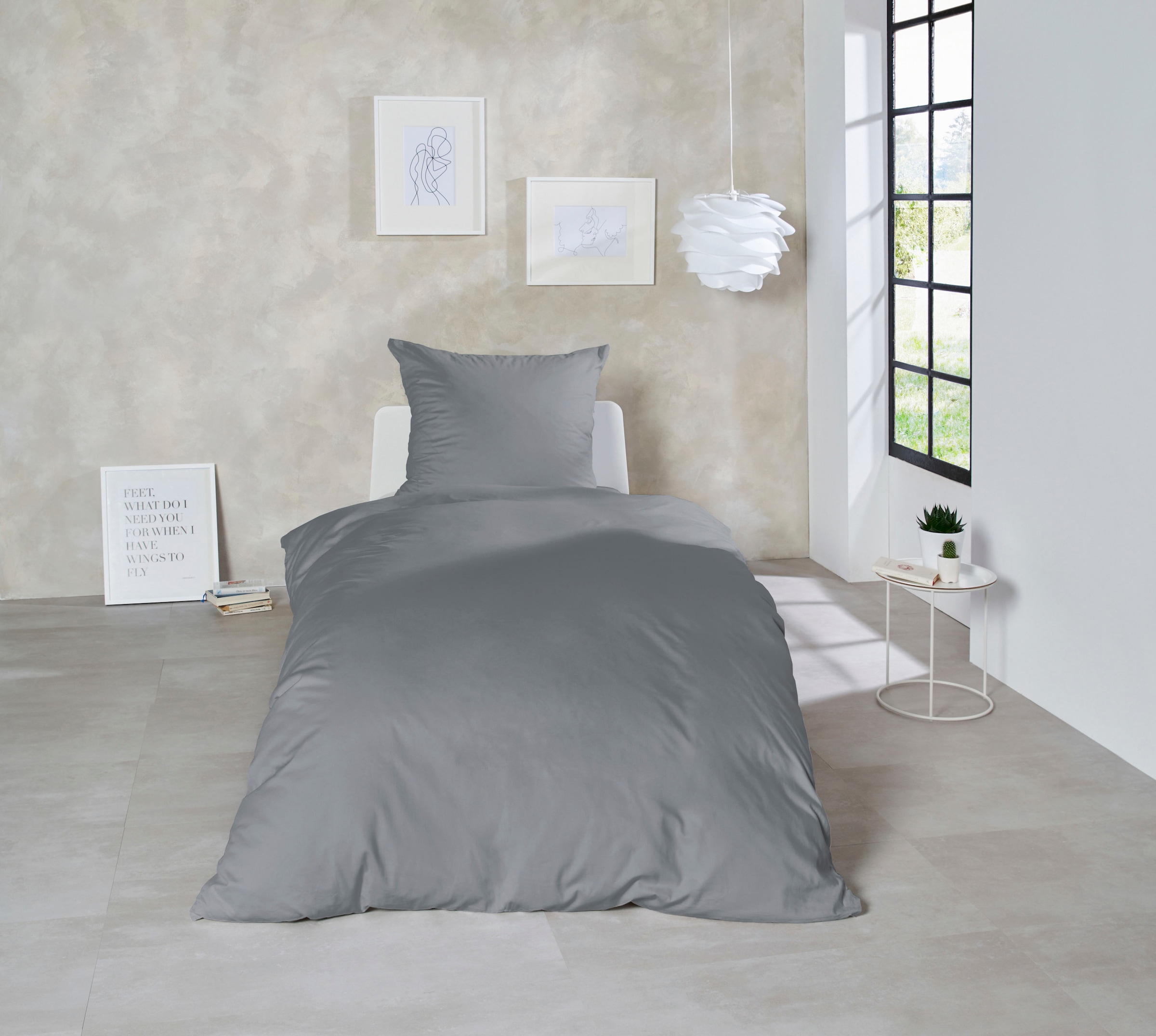 Primera Linge de lit »Uni Luxus-Satin in Gr. 135x200, 155x220 oder 200x200 cm« 2 cuis linge de lit en coton, linge uni avec fermeture éclair