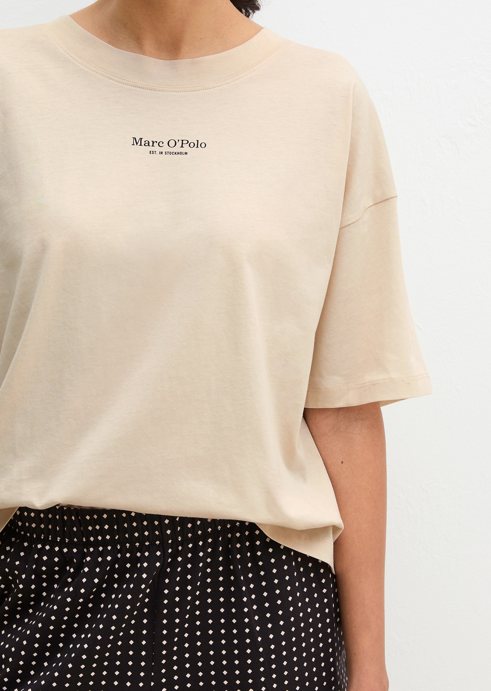 Marc O'Polo Shorty »Mix N Match Cotton« 2 pièces mit Rundhalsausschnitt und halbem Arm, Hose gepunktet