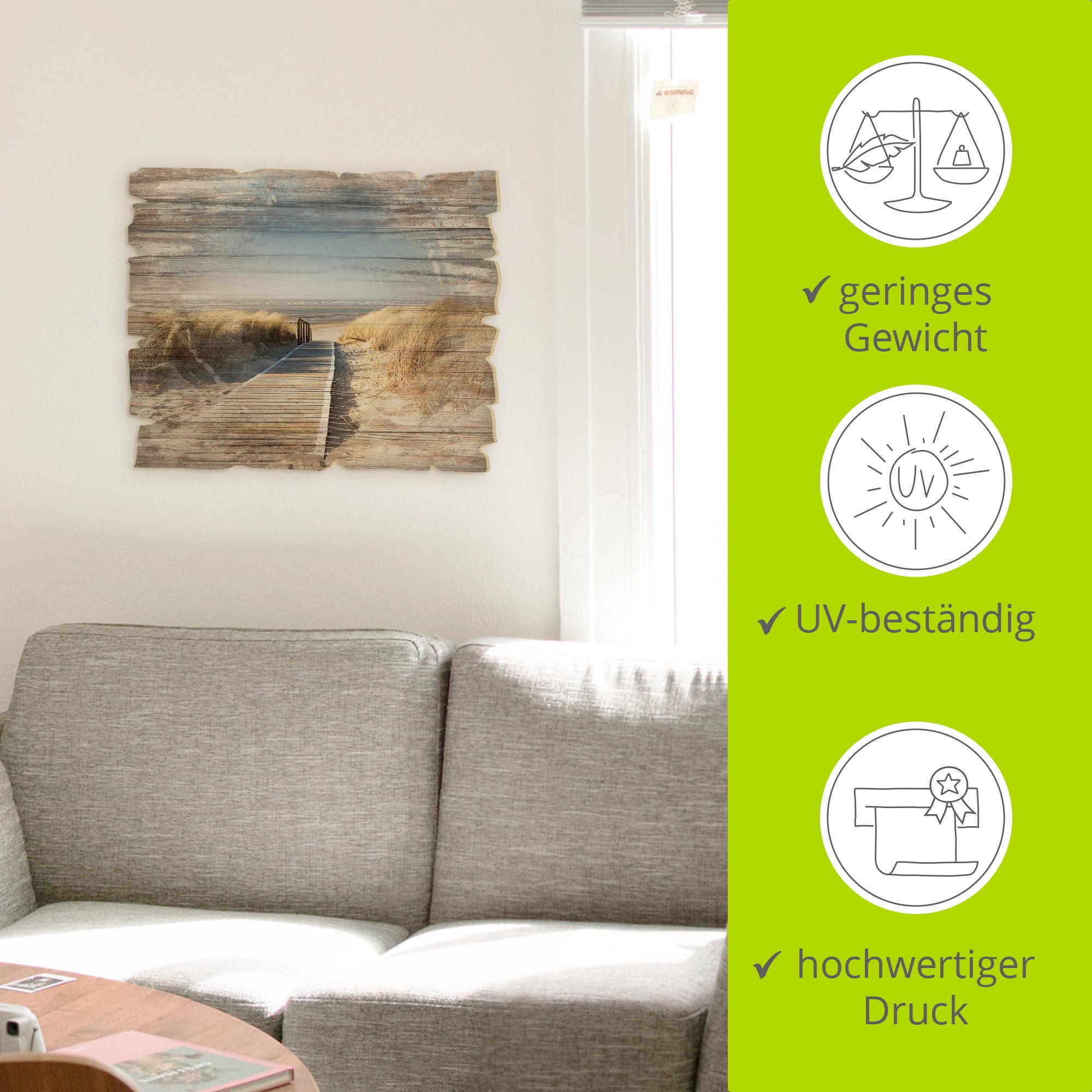 Artland Tableau en bois »Nordseestrand auf Langeoog - Steg« 1 cuis tlg.