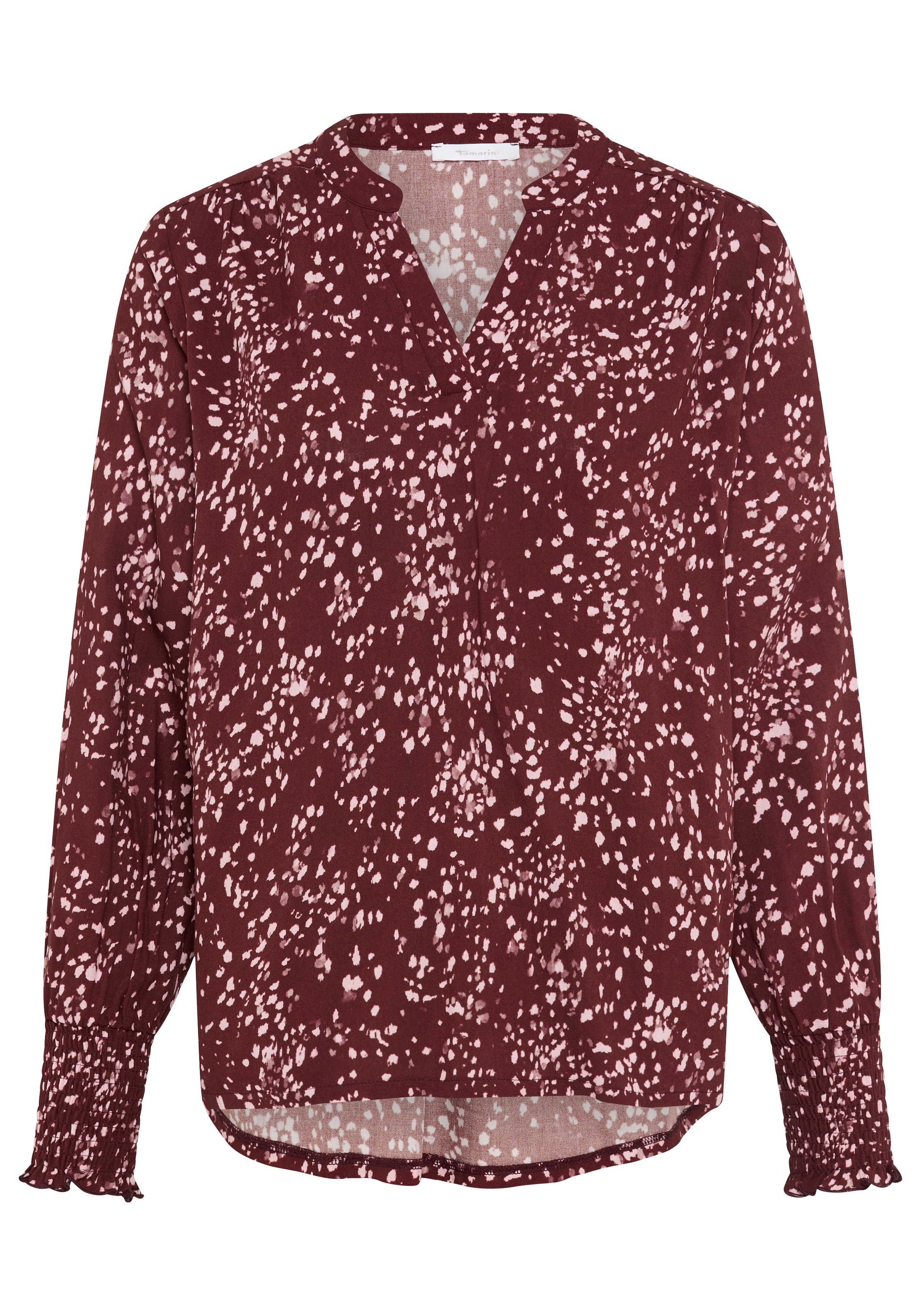 Tamaris Blouse à manches longues »mit figurumspielender Passform und hüftbedeckender Länge« avec motif fleuri, en viscose