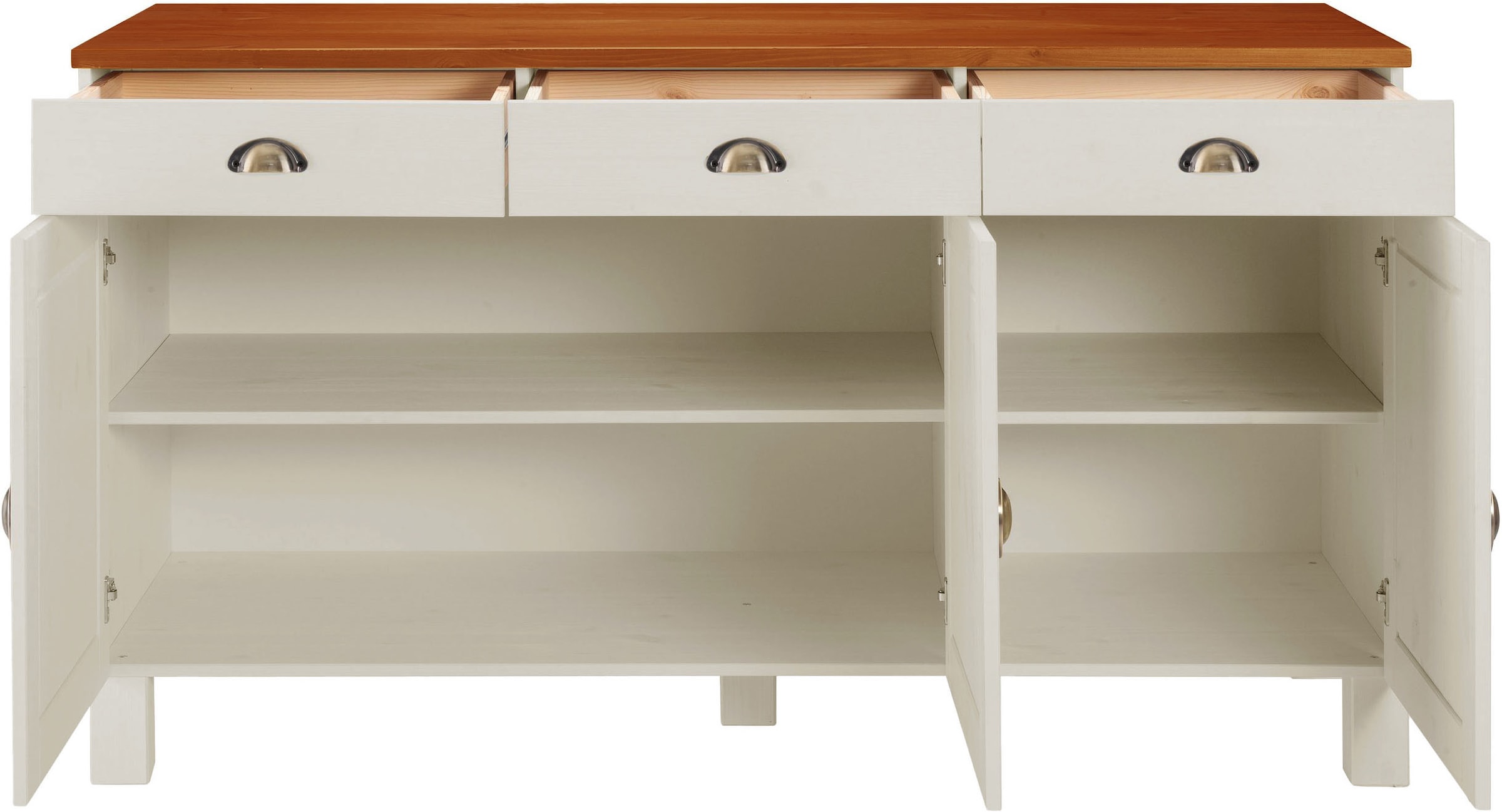 Home affaire Unterschrank »Oslo« 150 cm breit, 3 Türen, 3 Schubladen, aus massiver Kiefer, Metallgriffe