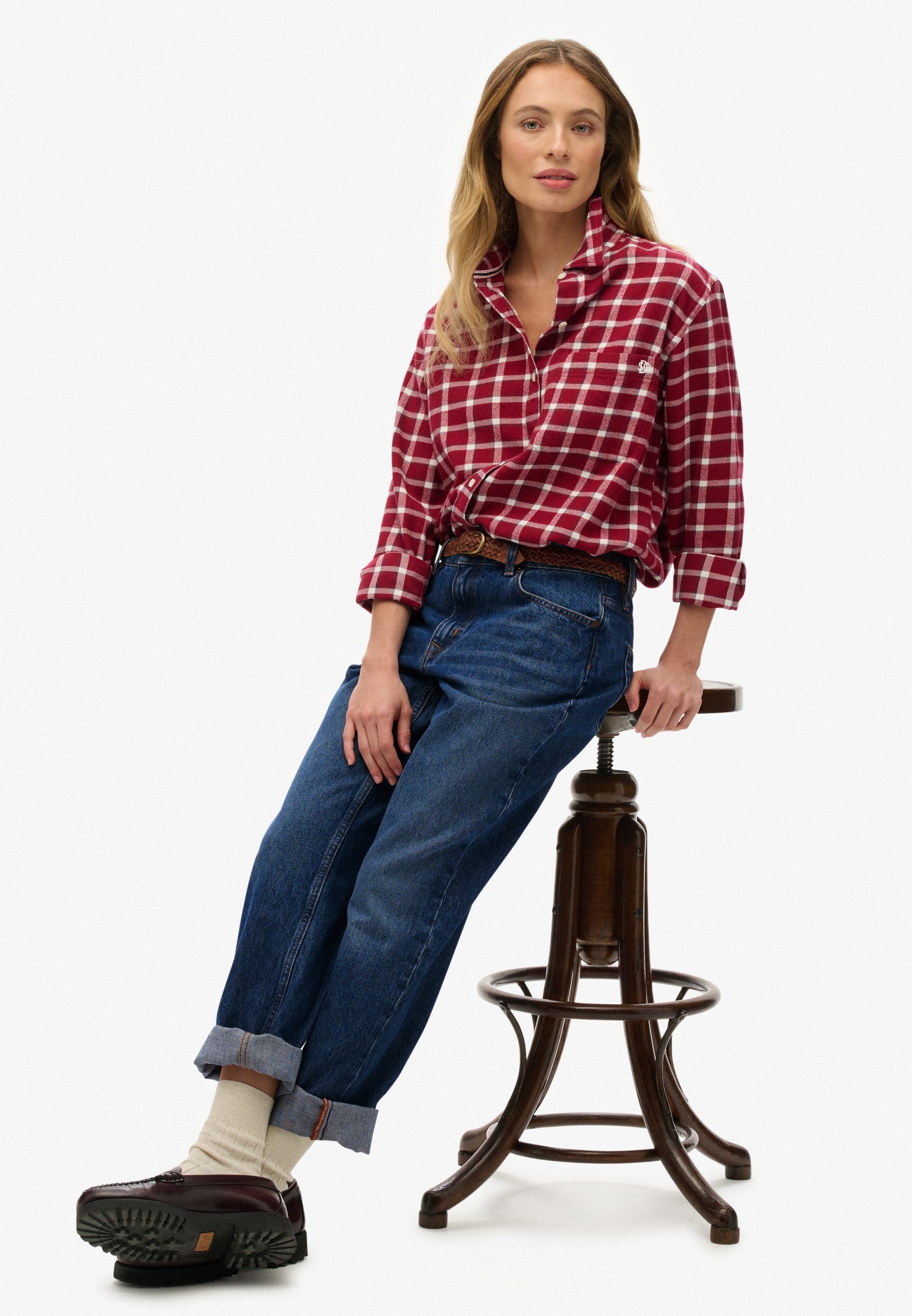 Superdry Blouse à carreaux »CHECK FLANNEL BOYFRIEND SHIRT«