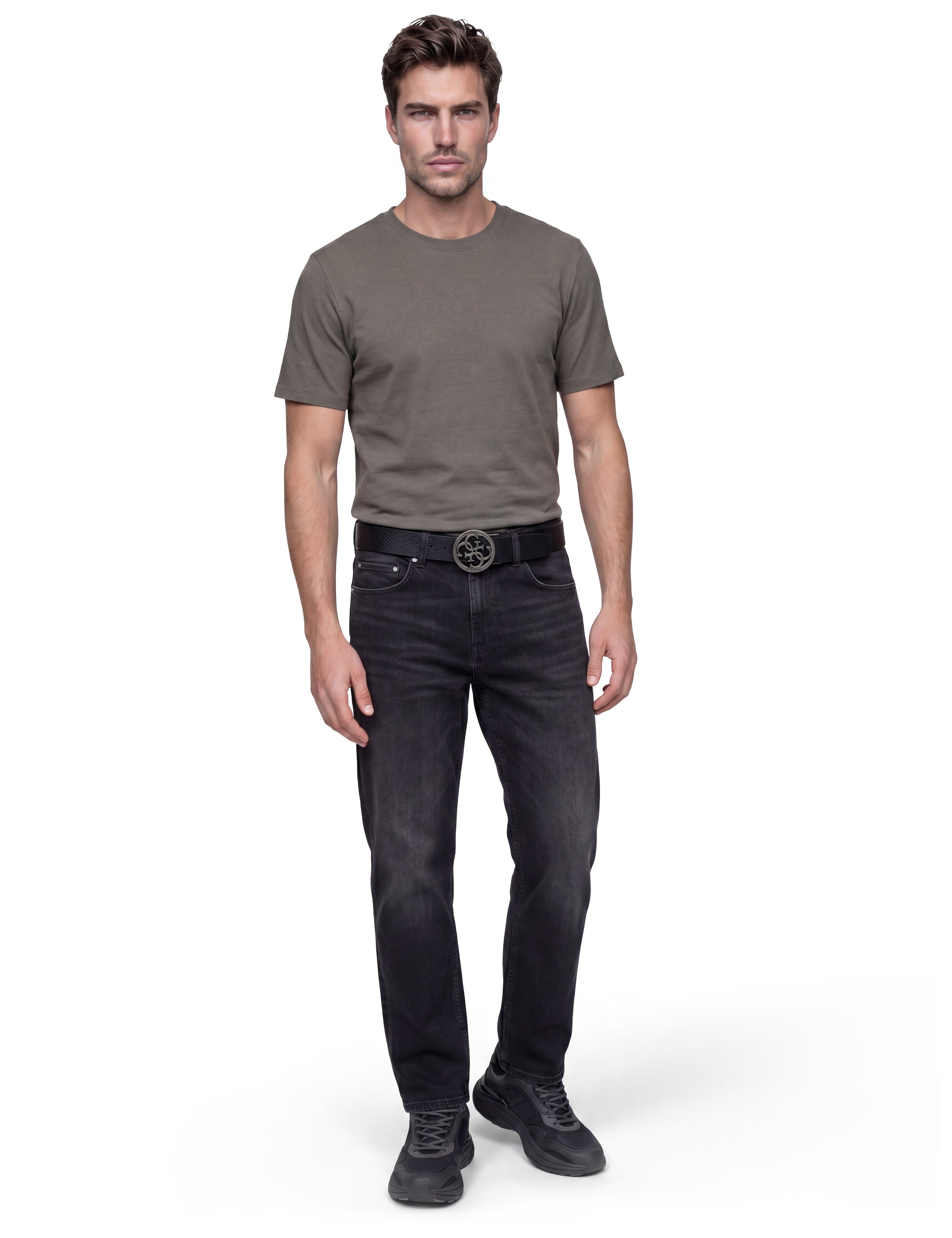 Guess Ceinture réversible »MILANO ADJ & REV H35« aus echtem Leder, Logoschliesse