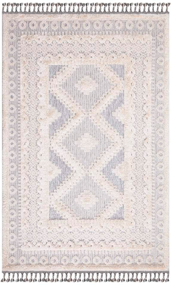 Carpet City Hochflor-Teppich »Valencia 730« rechteckig 20 mm Höhe Läufer, Boho-Stil, 3D-Effekt, Relief, Hoch-Tief-Struktur, mit Fransen