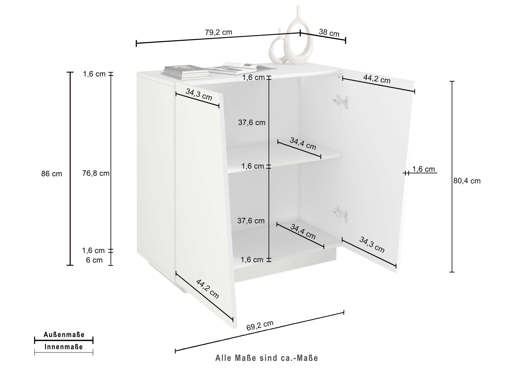 INOSIGN Armoire de classement »Vega, Mehrzweckschrank, Büroschrank, mit 2 Türen« & verstellbaren Einlegeböden, Höhe 86 oder 166 cm, Made in Italy