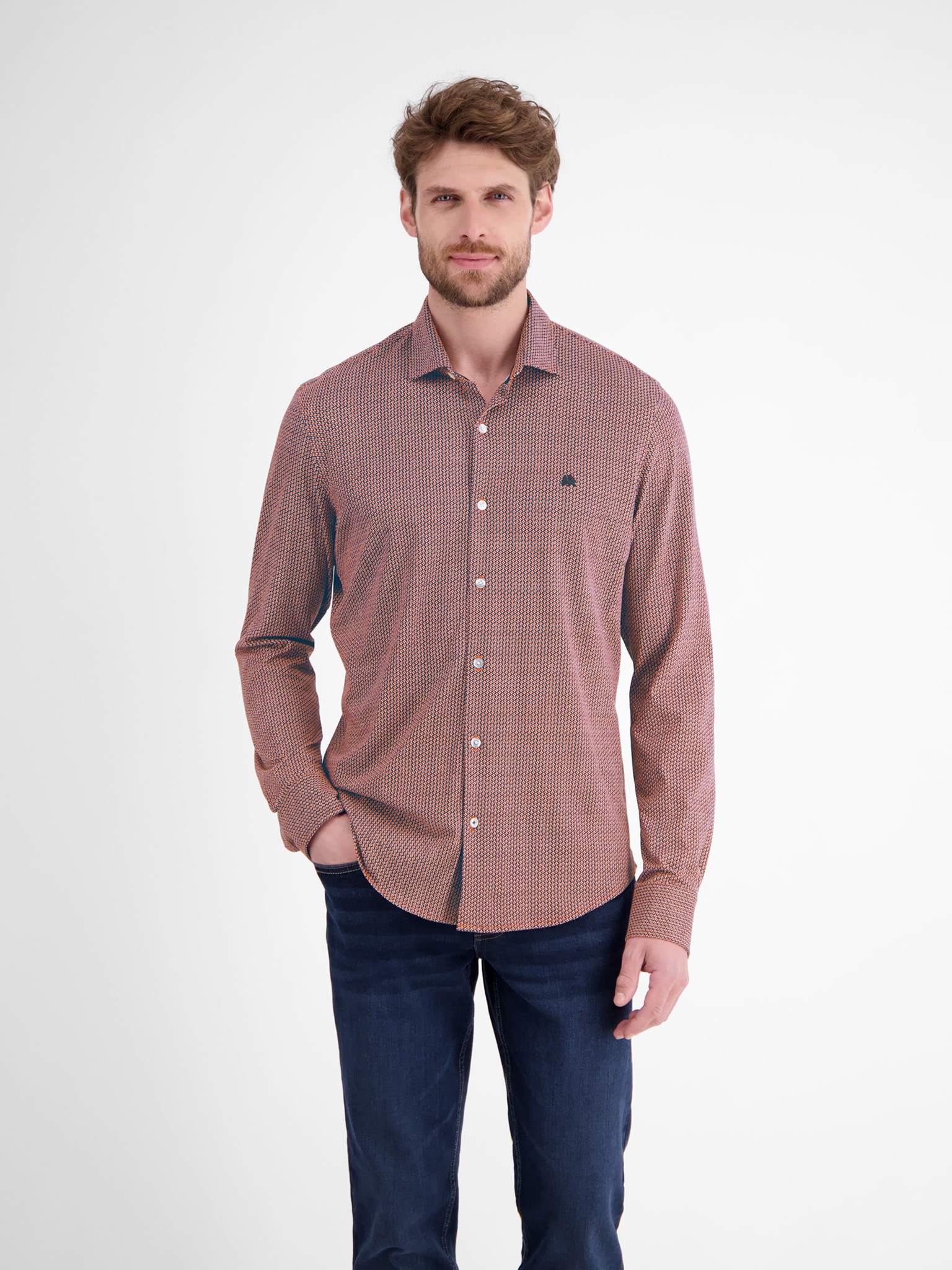 LERROS Chemise à manches longues mit Logo Stickerei