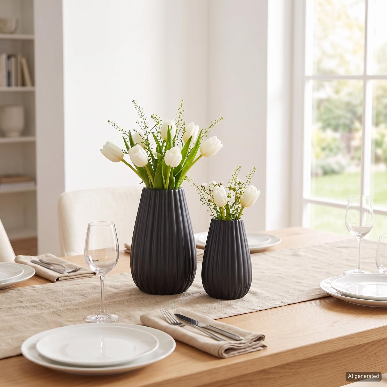 Casablanca by Gilde Tischvase »2tlg. Set Vase Piega schwarz H.17 cm« 2-teiliges Set aus Porzellan, schwarz
