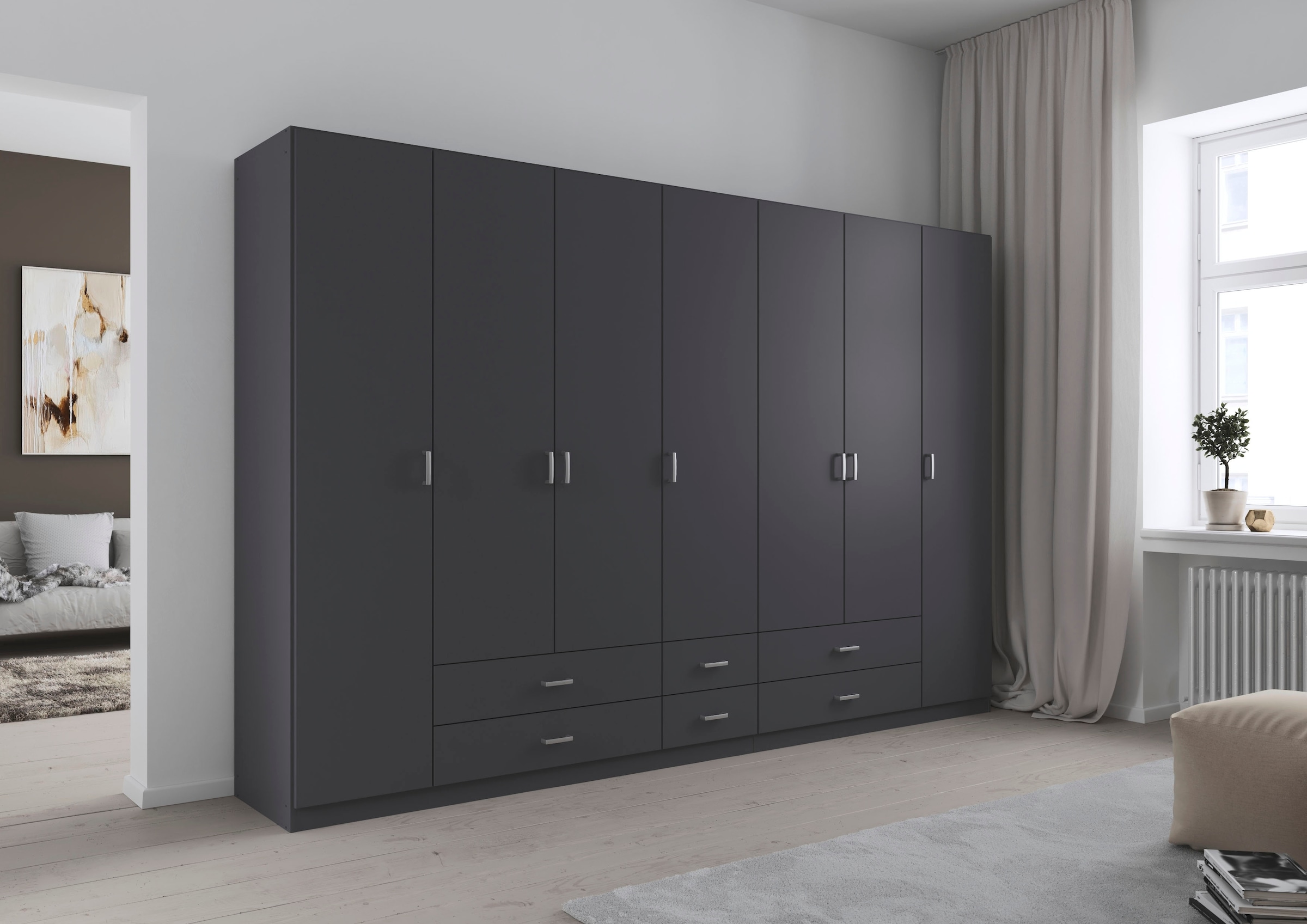 rauch Drehtürenschrank »Kleiderschrank Garderobe GAMMA Breiten 315 cm« in 3 Ausstattungen BASIC/CLASSIC/PREMIUM (inkl. SOFT-CLOSE-Funktion),  mit Schubladen, verschiedene Griff-Varianten TOPSELLER MADE IN GERMANY