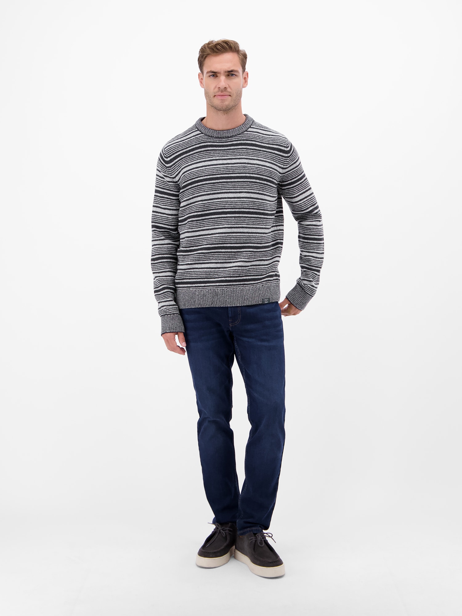 LERROS Pull en tricot »LERROS Herren Crewneck-Stricker, gestreift«