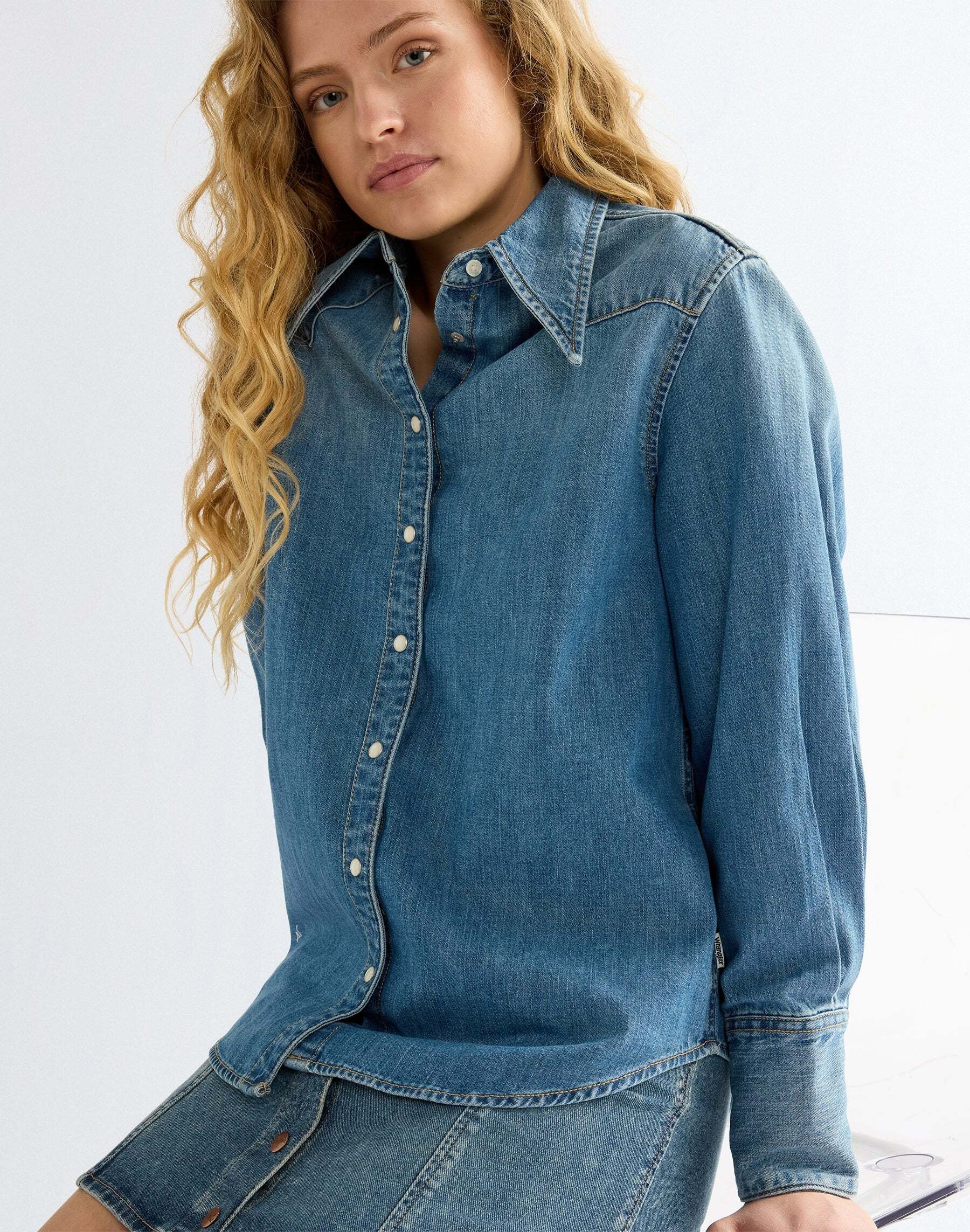 Wrangler Blouse en jean »WRANGLER Jeanshemd Drama Collar«