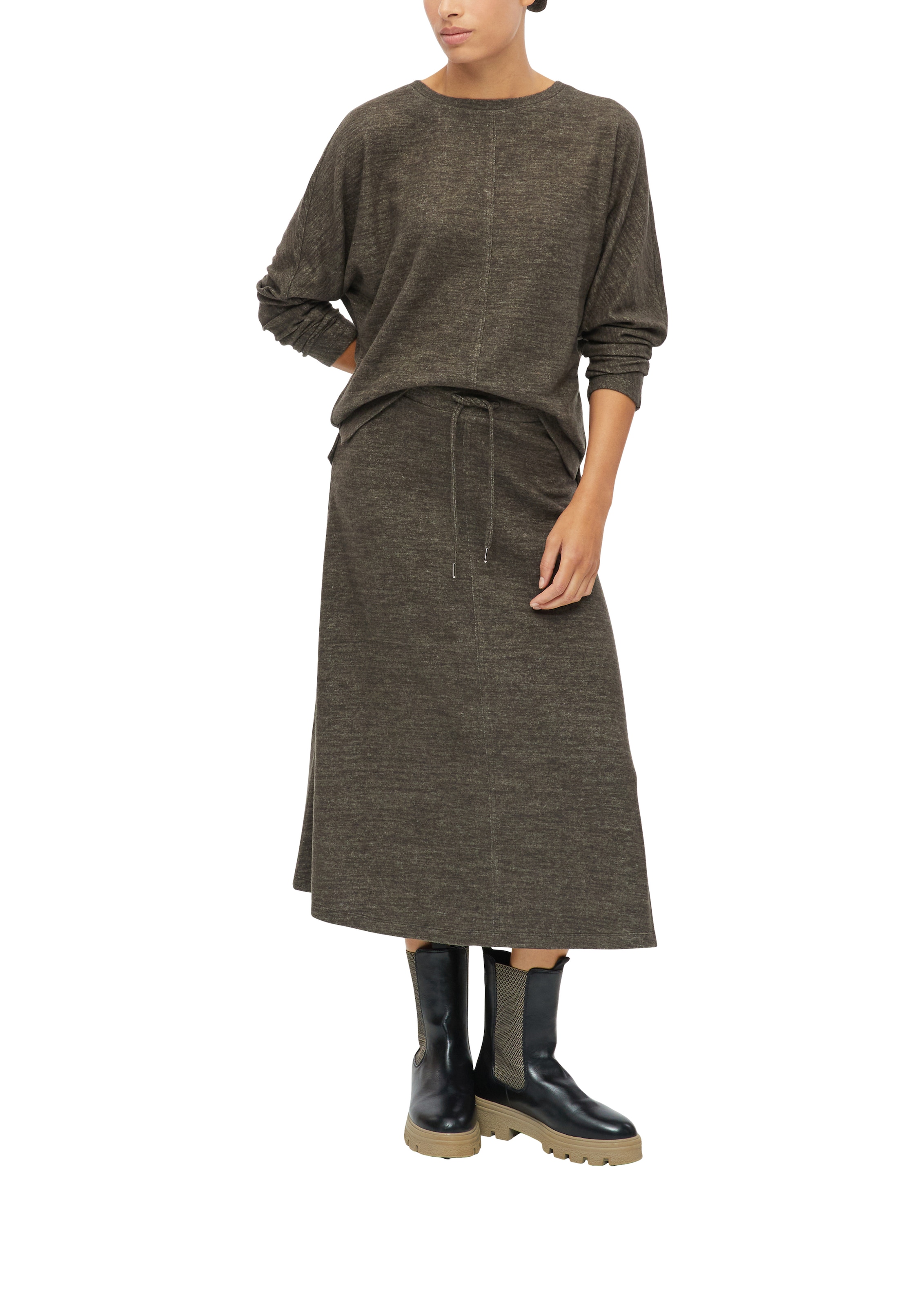 s.Oliver Jupe en jersey Jupe midi avec ceinture élastique et cordon / viscose stretch