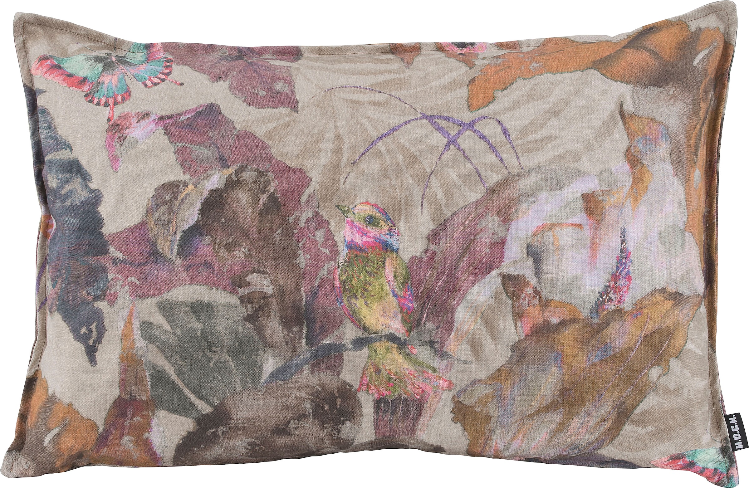 H.O.C.K. Dekokissen »Lilly Love« mit Vogelprint in Aquarelloptik, Kissenhülle mit Füllung, 1 Stück