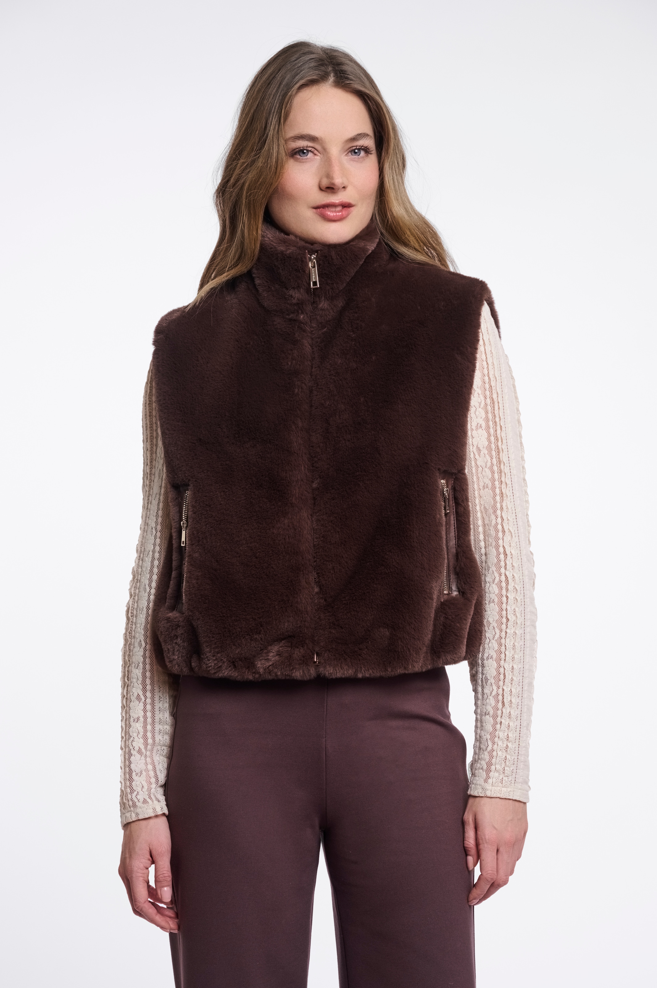 Rino & Pelle Gilet en fourrure Teddyweste mit Stehkragen