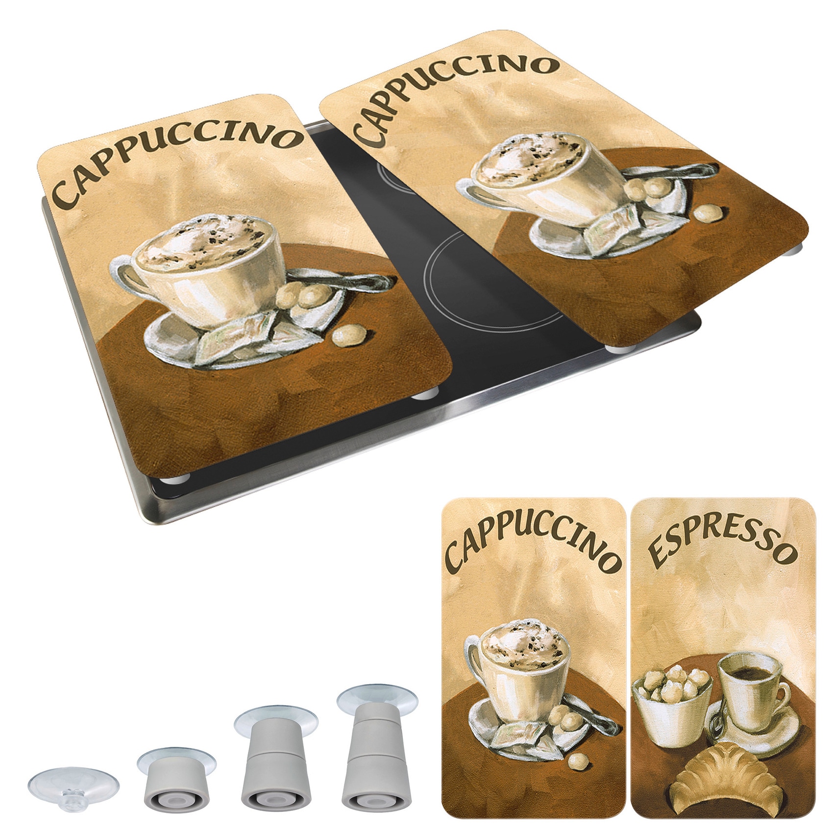 WENKO Herd-Abdeckplatte »Universal Modell Kaffee« Herdabdeckung für alle Herdarten, kratzfest, mit rutschfesten Füssen