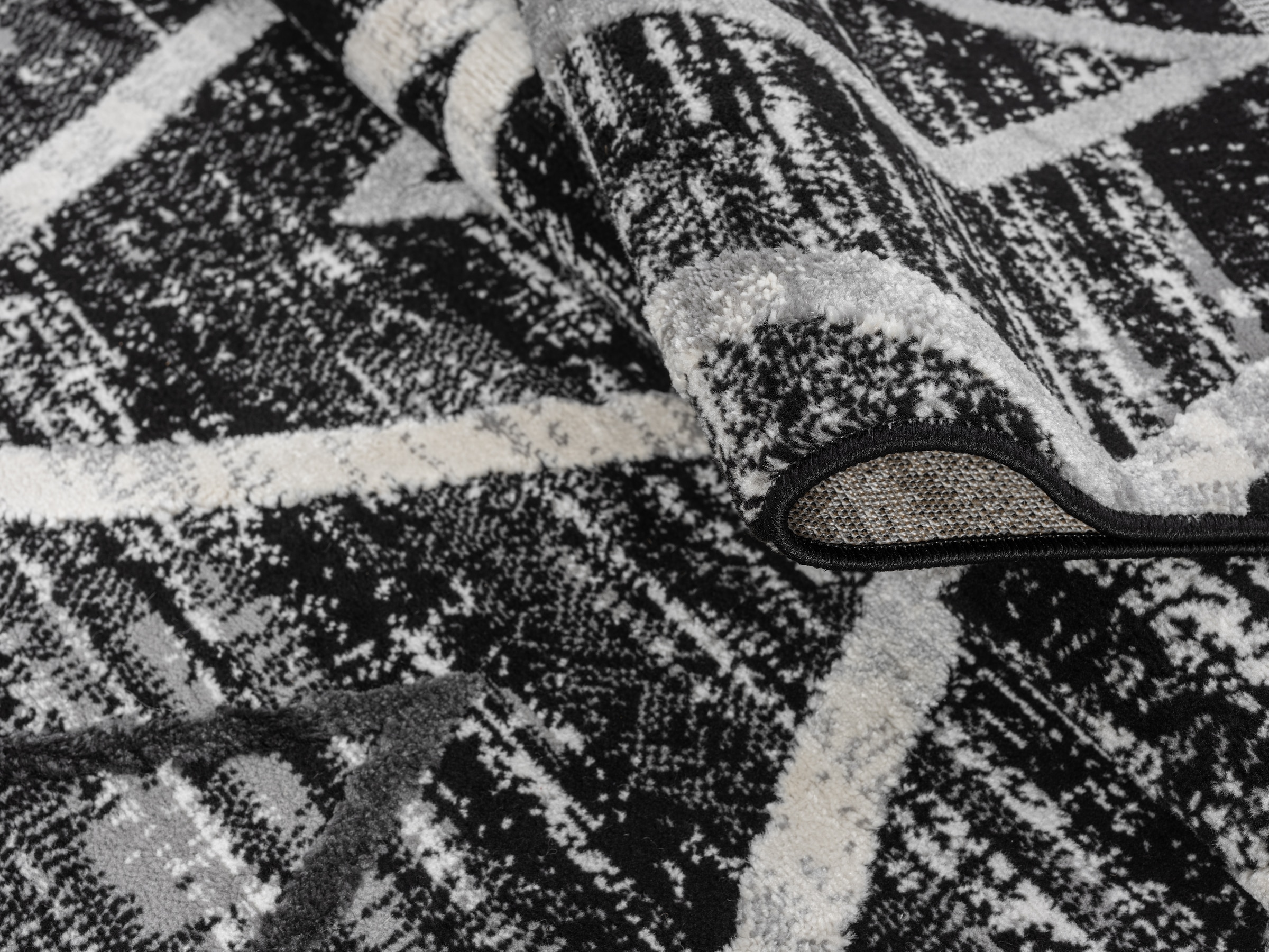 my home Tapis »Otilie« Rectangulaire 11 mm Höhe dichte Qualität, Woll-Look, Boho, mit Fransen und Rauten, Scandi