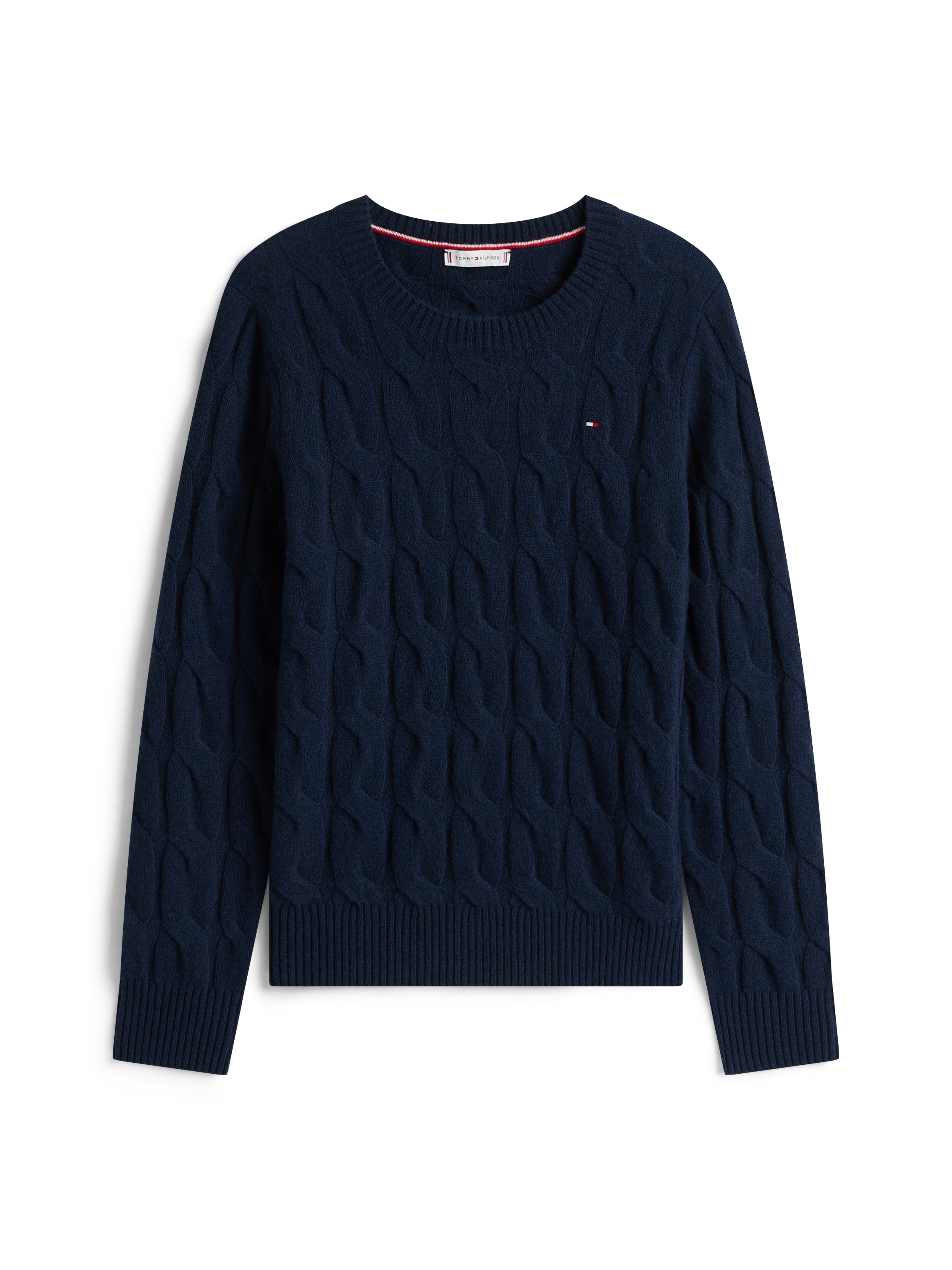 Tommy Hilfiger Pull en tricot »SOFT WOOL CABLE C-NK« Wolle, mit Zopfmuster