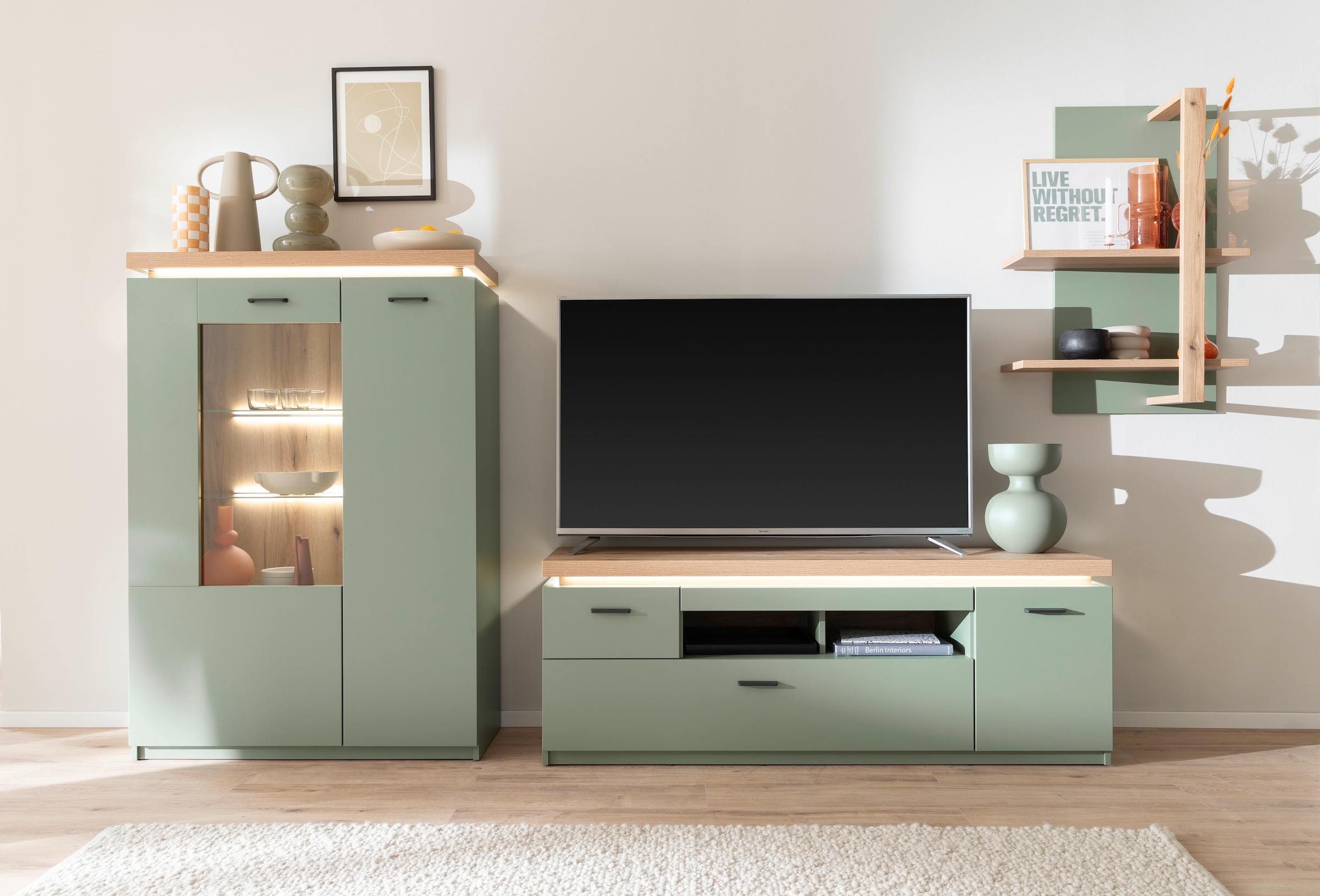 MCA furniture Wohnwand »MONIZ Wohnkomination 2« Komplett-Set, 3 Stk. tlg.