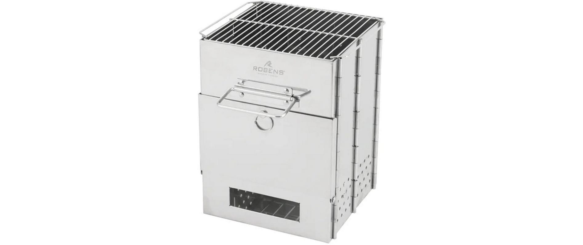 ROBENS Barbecue au charbon de bois »Firewood« Kompakter Campingkocher aus Edelstahl für Holz, auch als Grill nutzbar