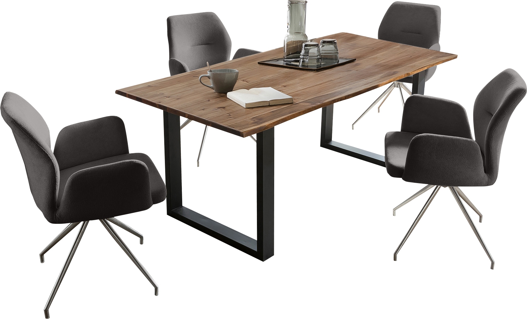 SalesFever Essgruppe »Stilvolle Sitzgruppe« Set, 5 Stk. tlg. Tischplatte behandelt mit OSMO Hartwachs-Öl in seidenmattem Finish