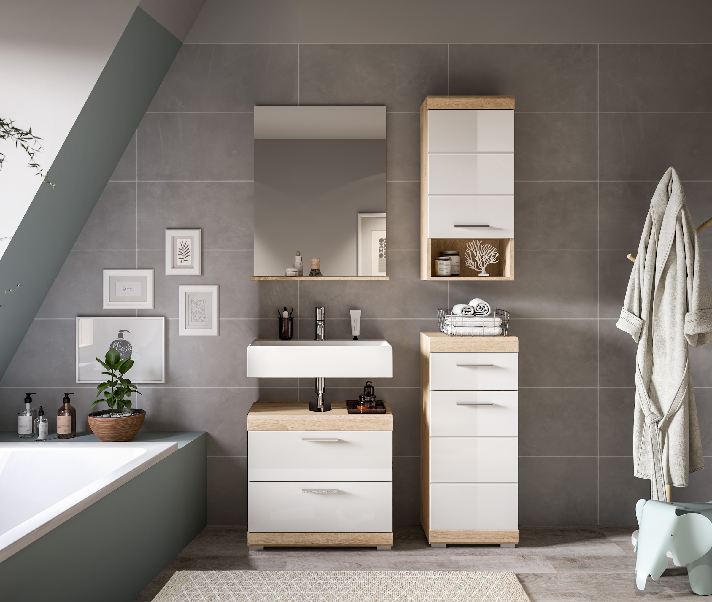 welltime Badmöbel-Set »Siena, 4 teilig, bestehend aus:« Set, TOPSELLER!, 3 Stk. tlg.