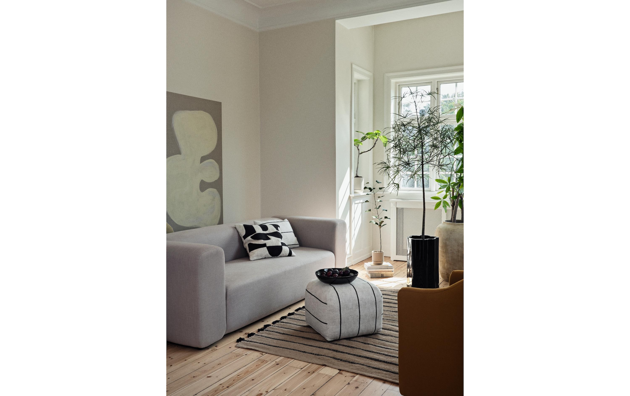 Broste Copenhagen Pouf »Sigrid Baumwolle (CO)/Leinen/Polyester (PES), Beige«
