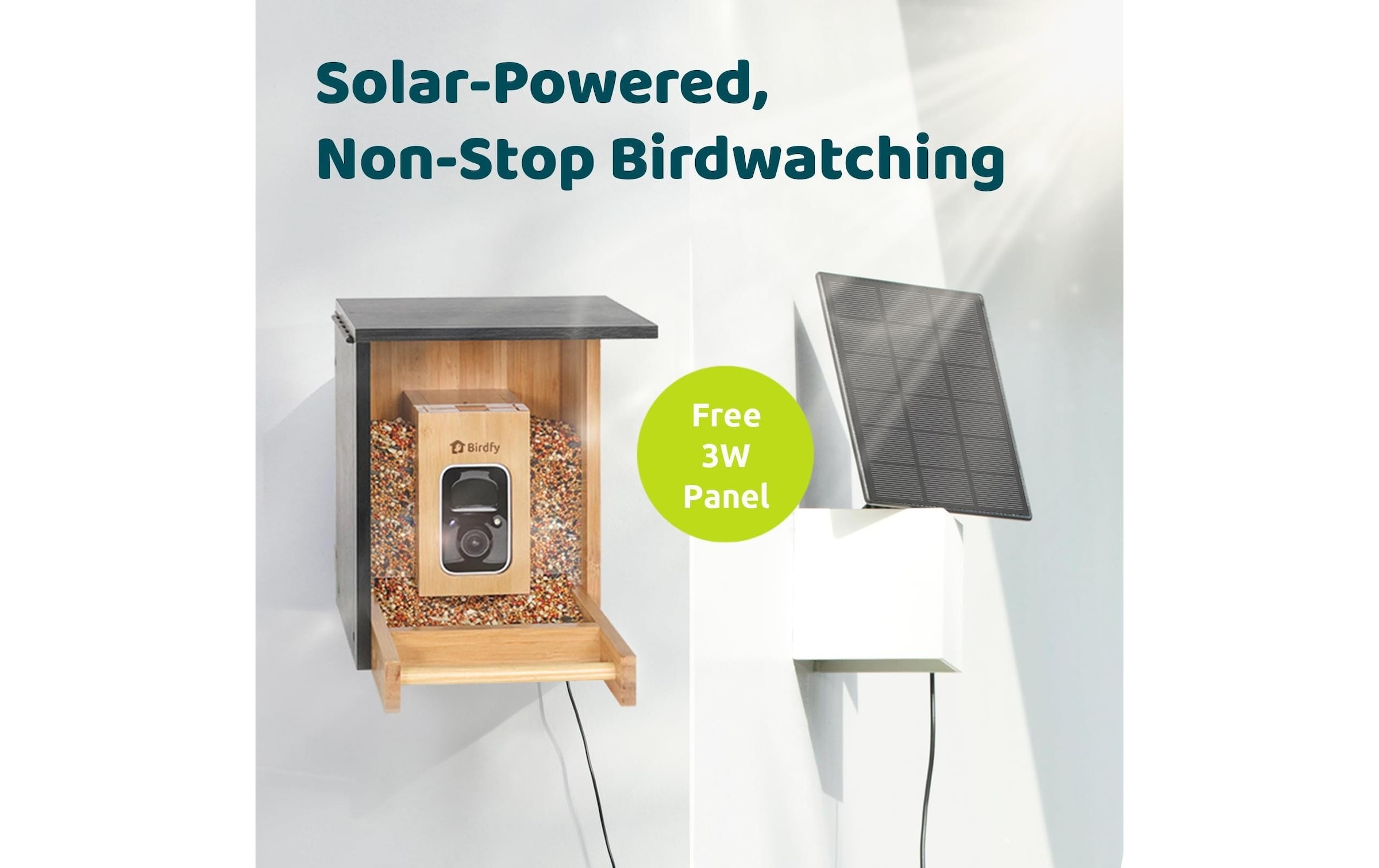 Birdfy Distributeur de nourriture »FSC Bambus Mini Solar«
