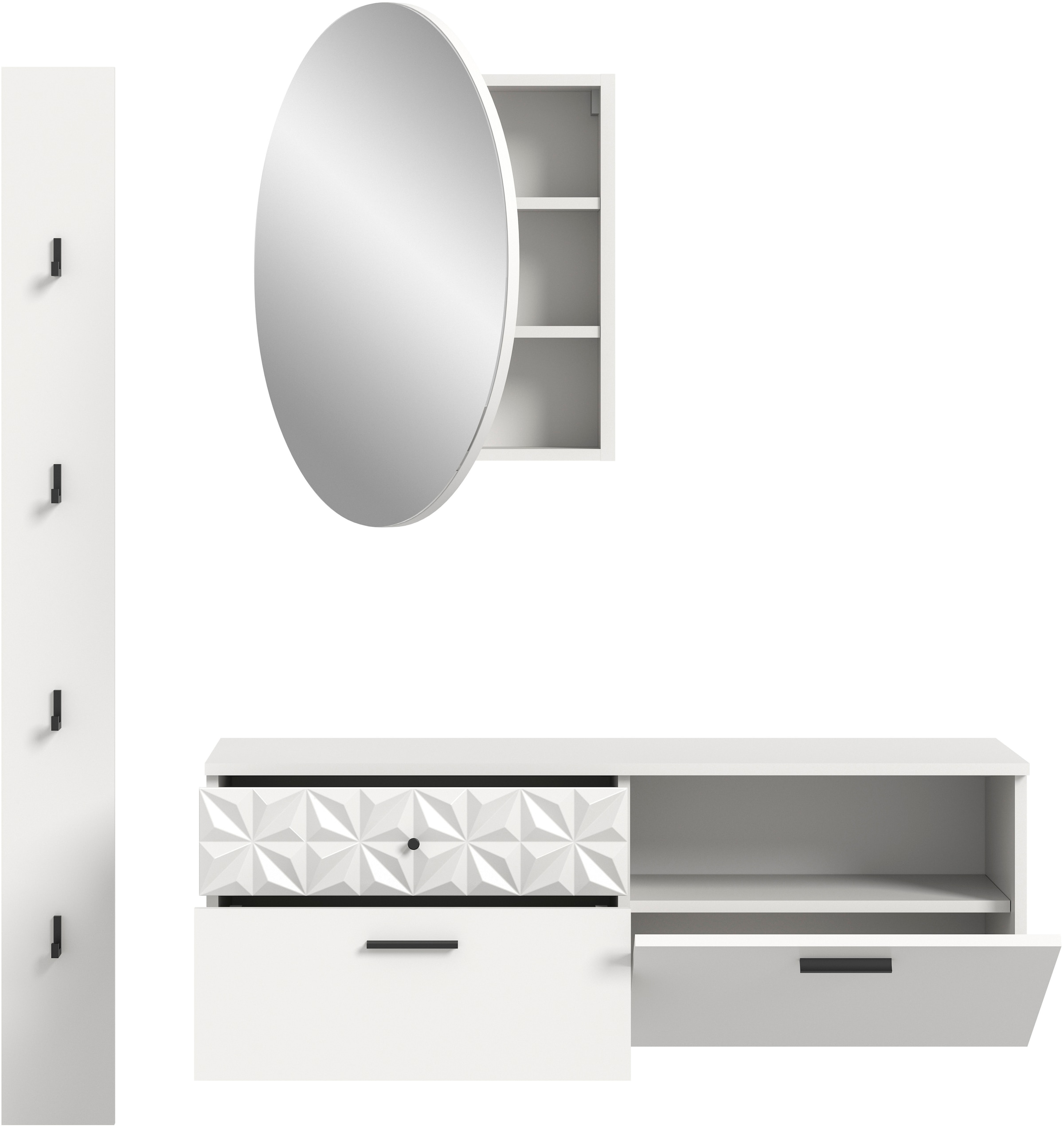 Home affaire Garderoben-Set »VICENZA, 3-tlg., mit foraler Ornamentabsetzung in der Front« 3 Stk. tlg.