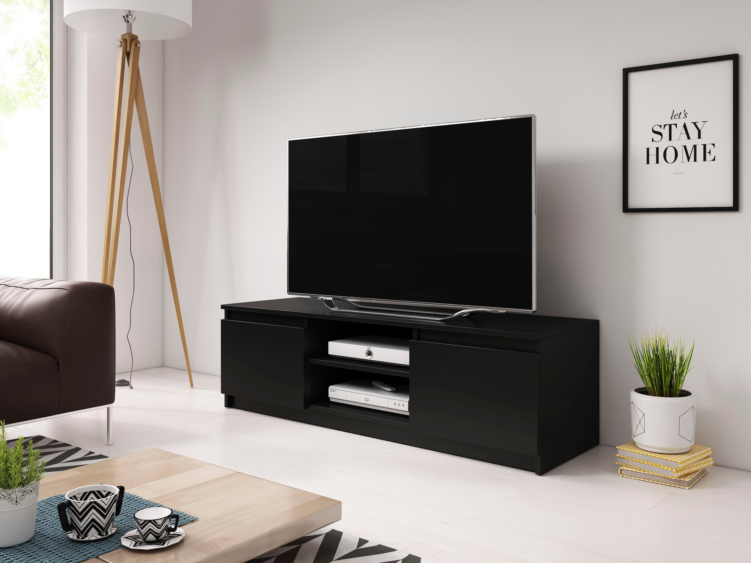 Home affaire Table basse »DINGO« meuble TV intemporel, meuble TV largeur 120 cm, meuble TV sans poignées