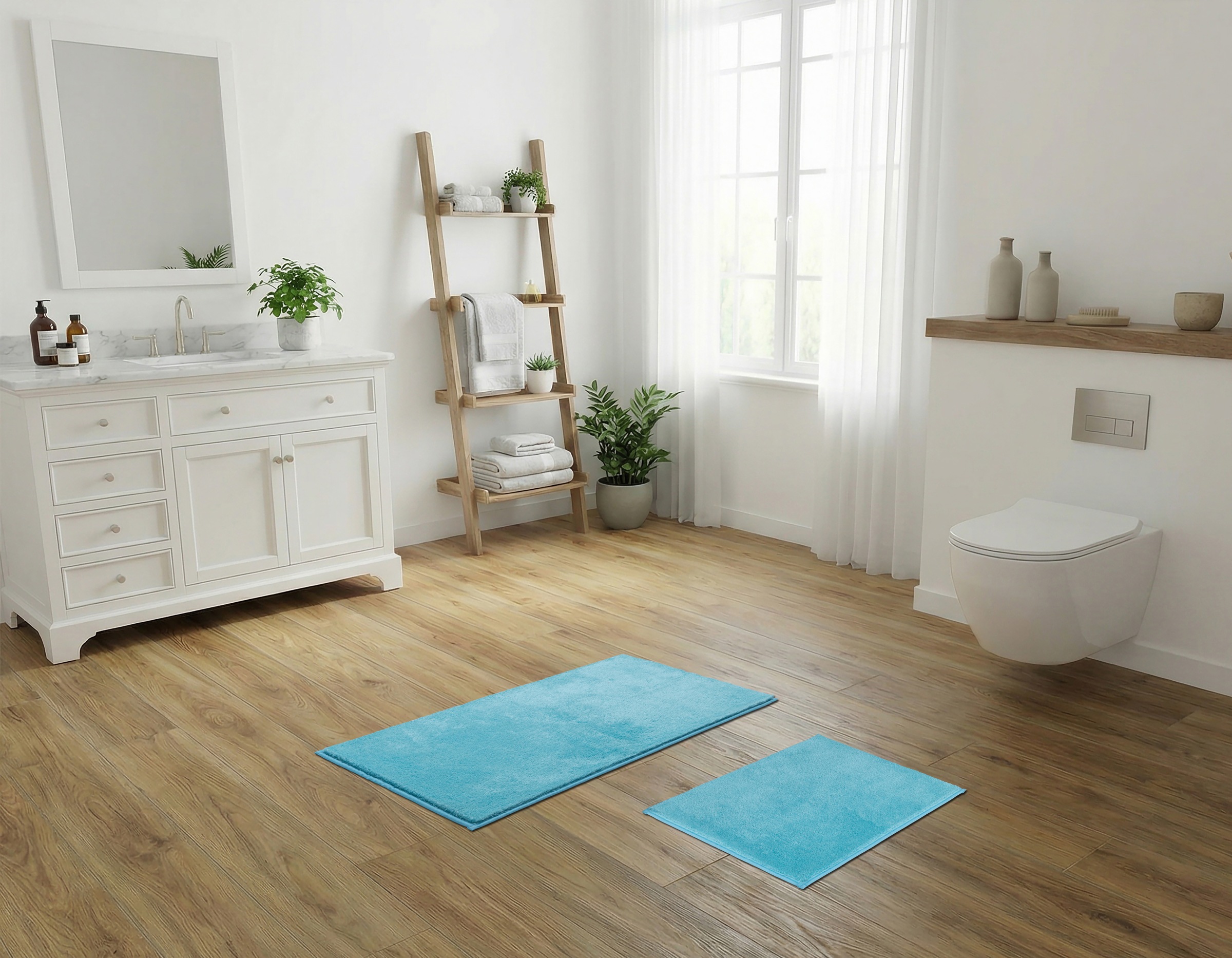 GOODproduct Tapis de bain »Cali, Badvorleger, Badezimmer Teppich, Duschvorleger« Höhe 10 mm revêtement antidérapant Séchage rapide | compatible chauffage au sol doux, couleurs unies, disponible aussi en tapis