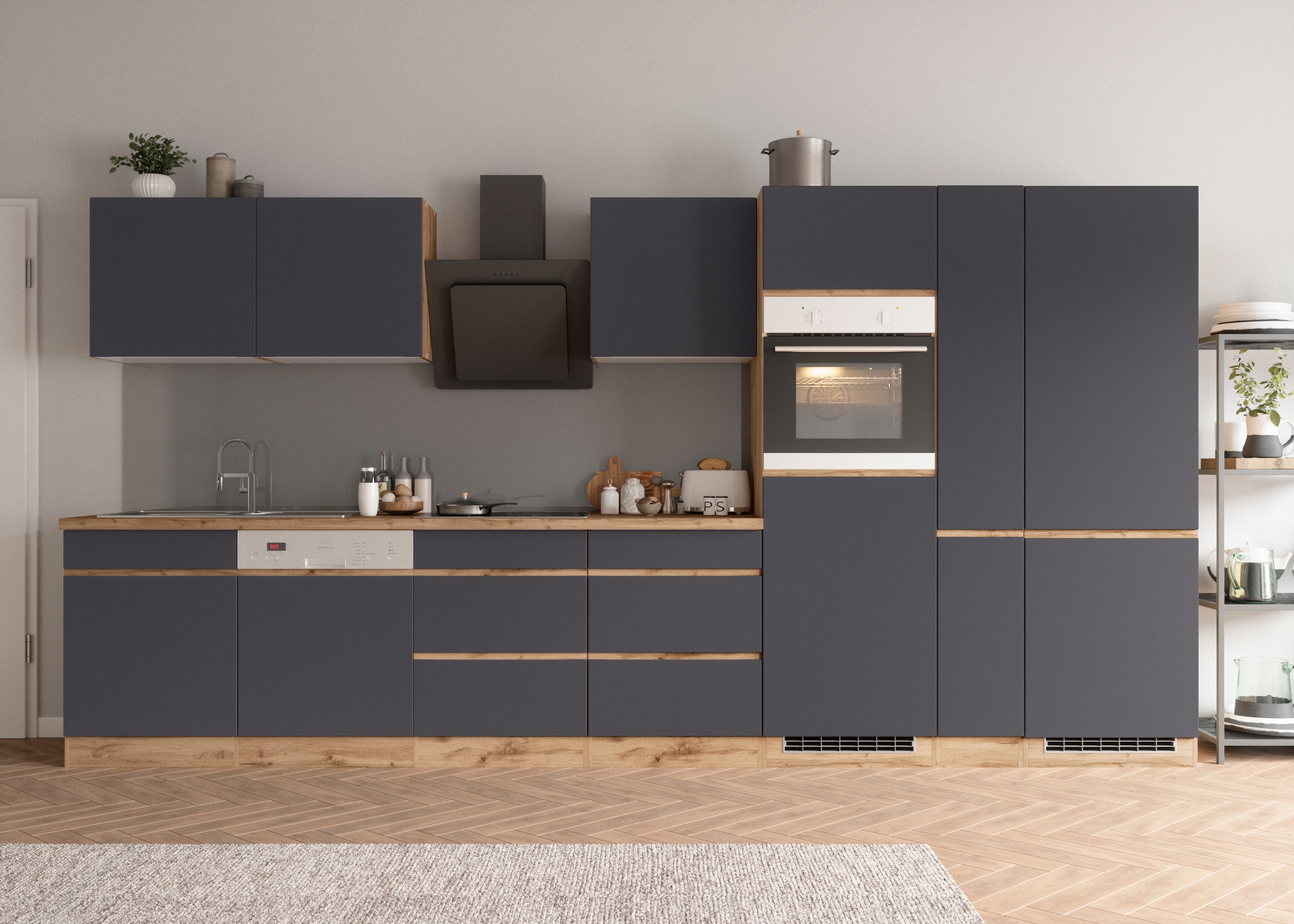 KOCHSTATION Kitchenette »KS-Riesa« largeur d’installation 390 cm, sans appareils électriques