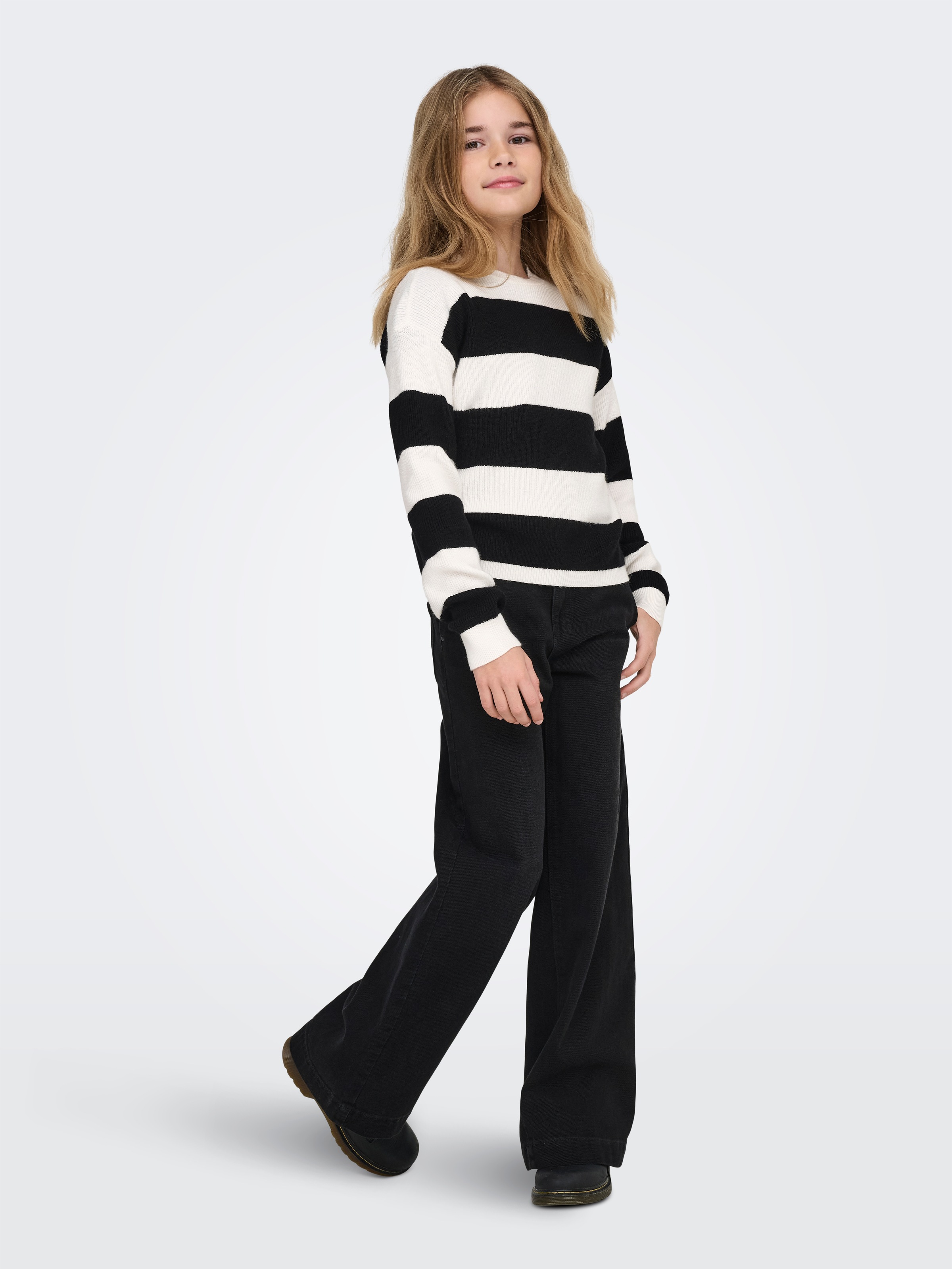 KIDS ONLY Pull en tricot »KOGFRANCA SHORT L/S STRIPE KNT NOOS« mélange viscose, coupe ample