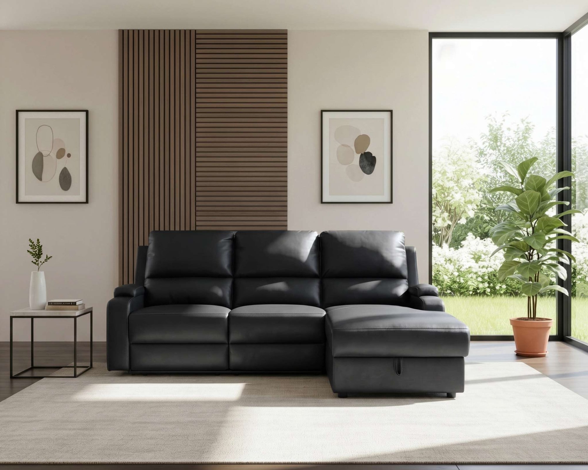 GOODproduct Canapé d'angle »NAPORI Kunstleder, Multimediasofa, L-Form« fonction relax manuelle ou électrique, USB-A pour la version électrique, coffre de rangement