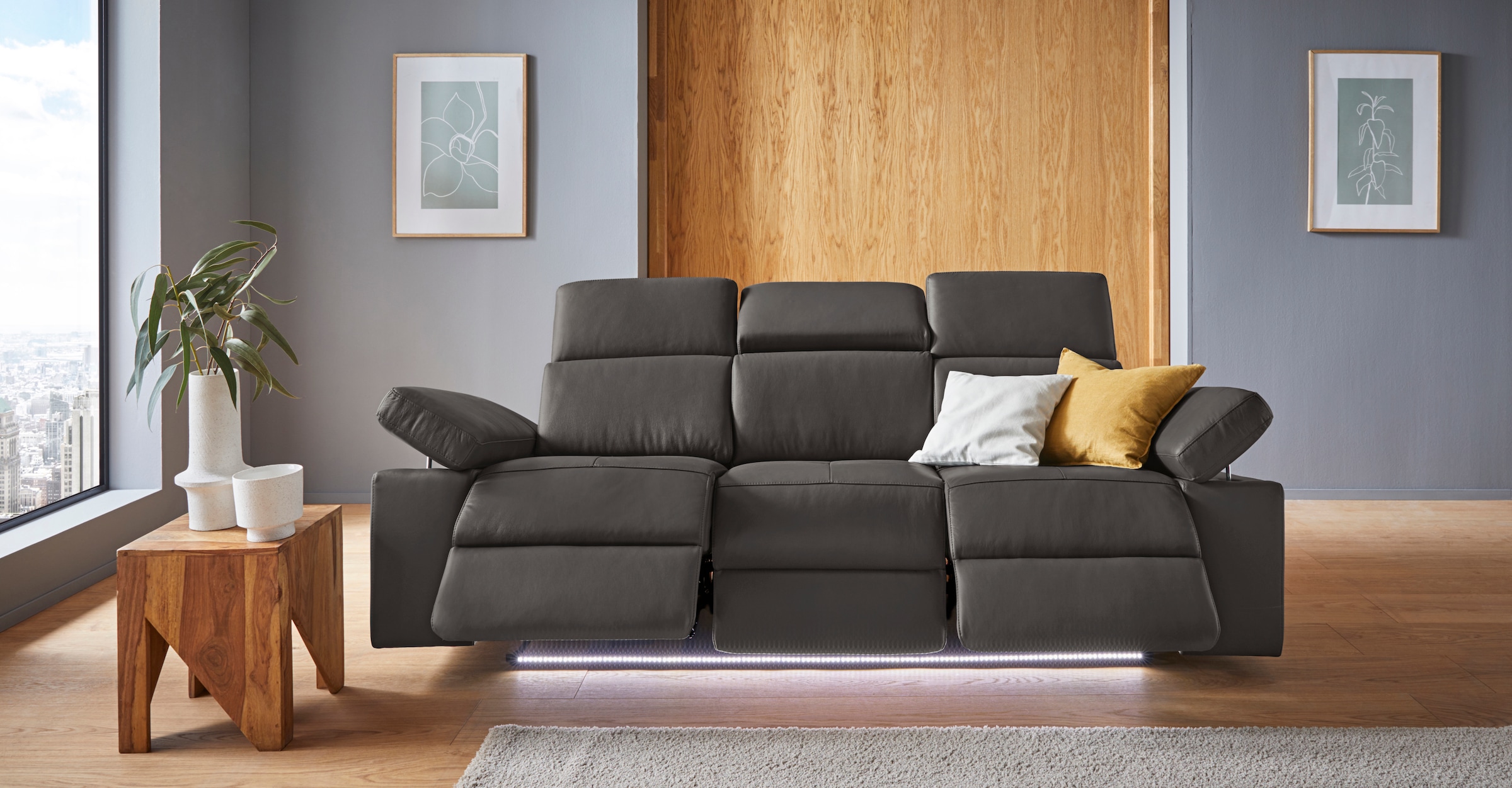 Home affaire 3-Sitzer »Kilado« mit  2x  Relaxfunktion, verstellbarer Armlehne, Kopfteilverstellung