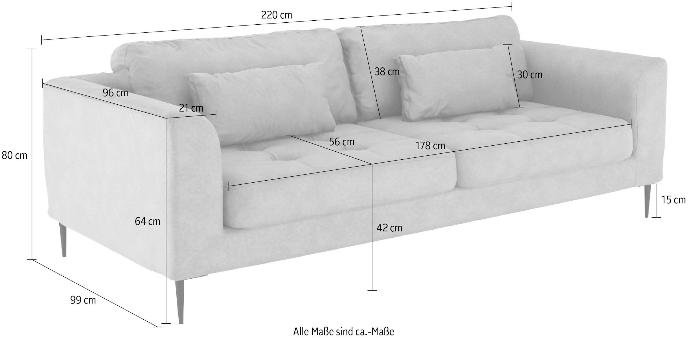 TRENDMANUFAKTUR 3-places »Luzi, gemütlich elegant, tolle Detailverarbeitung, Steppung im Sitz« au choix avec fonction sommeil et coffre-lit, coussin lombaire inclus
