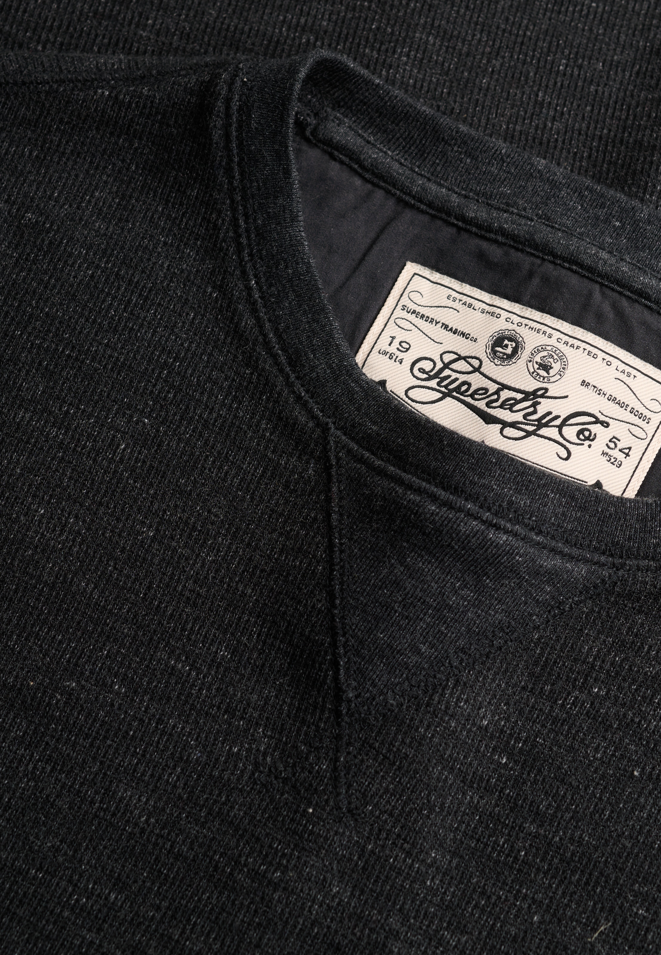 Superdry T-shirt à manches longues »CLASSIC SLUB WAFFLE TOP« en coton, coupe décontractée, avec encolure ronde