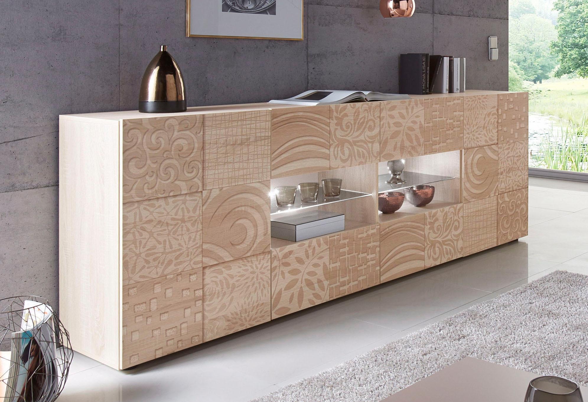 Home affaire Sideboard »Miro« Breite 241 cm mit dekorativem Siebdruck