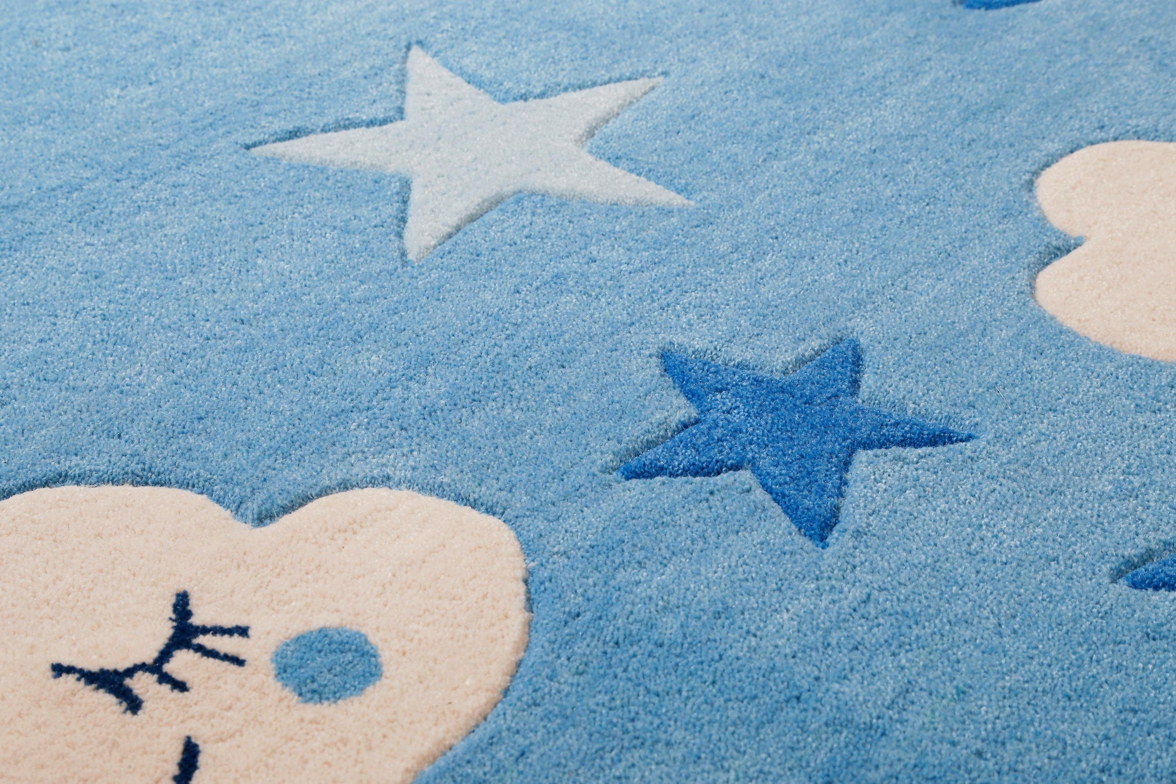 SMART KIDS Kinderteppich »LaLeLu« rechteckig 9 mm Höhe Mond Sterne Wolken, Konturenschnitt