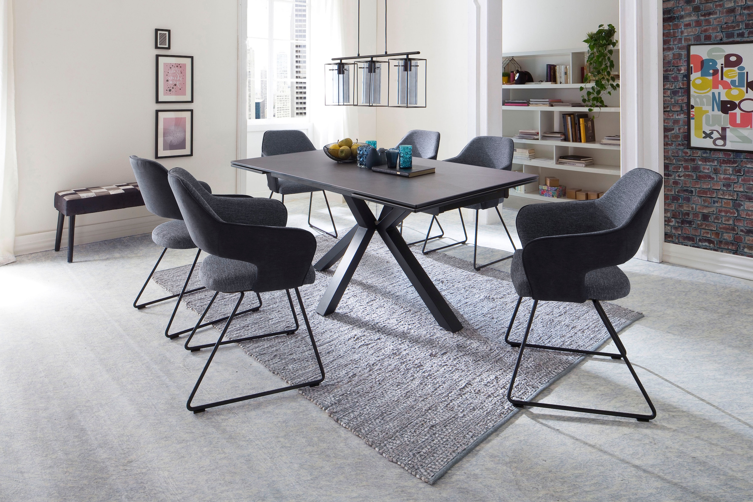 MCA furniture Esstisch »Nagano« Esstisch Glas-Keramik mit Stirnauszug