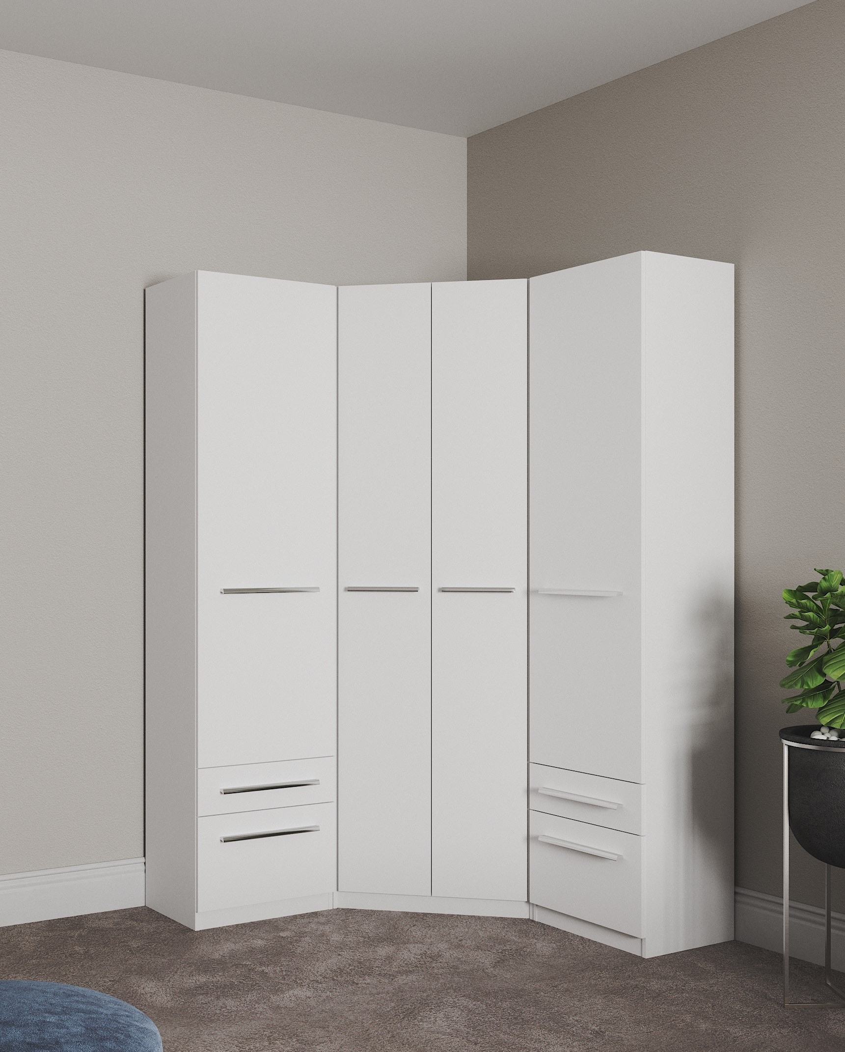 priess Armoire d'angle »Barcelona Kleiderschrank Ecklösung Raumwunder« en 2 profondeurs Armoire d'angle Armoire Vestiaire