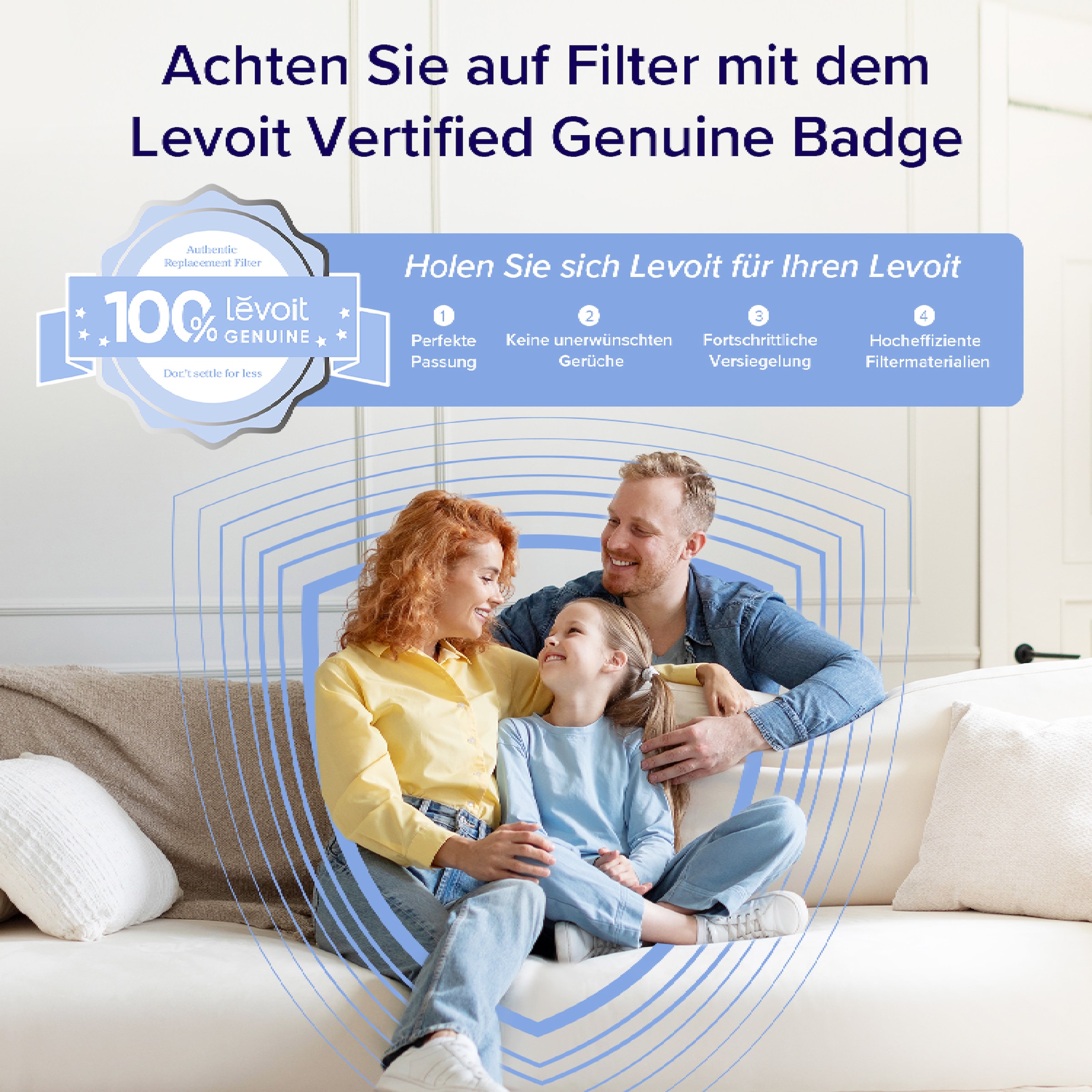Levoit HEPA-Filter »3-Stufen-Filter« 3-Stufen-Filter, für Haustierbesitzer, Raucher, Allergiker