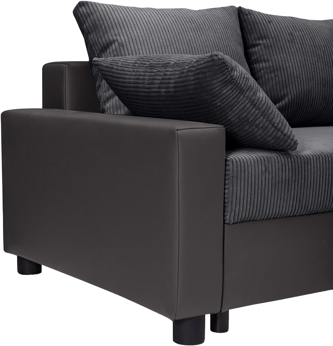 COLLECTION AB Canapé d'angle »Parma L-Form, B: 224 cm« fonction couchage, coffre de rangement et 2 coussins décoratifs, ressort ensaché